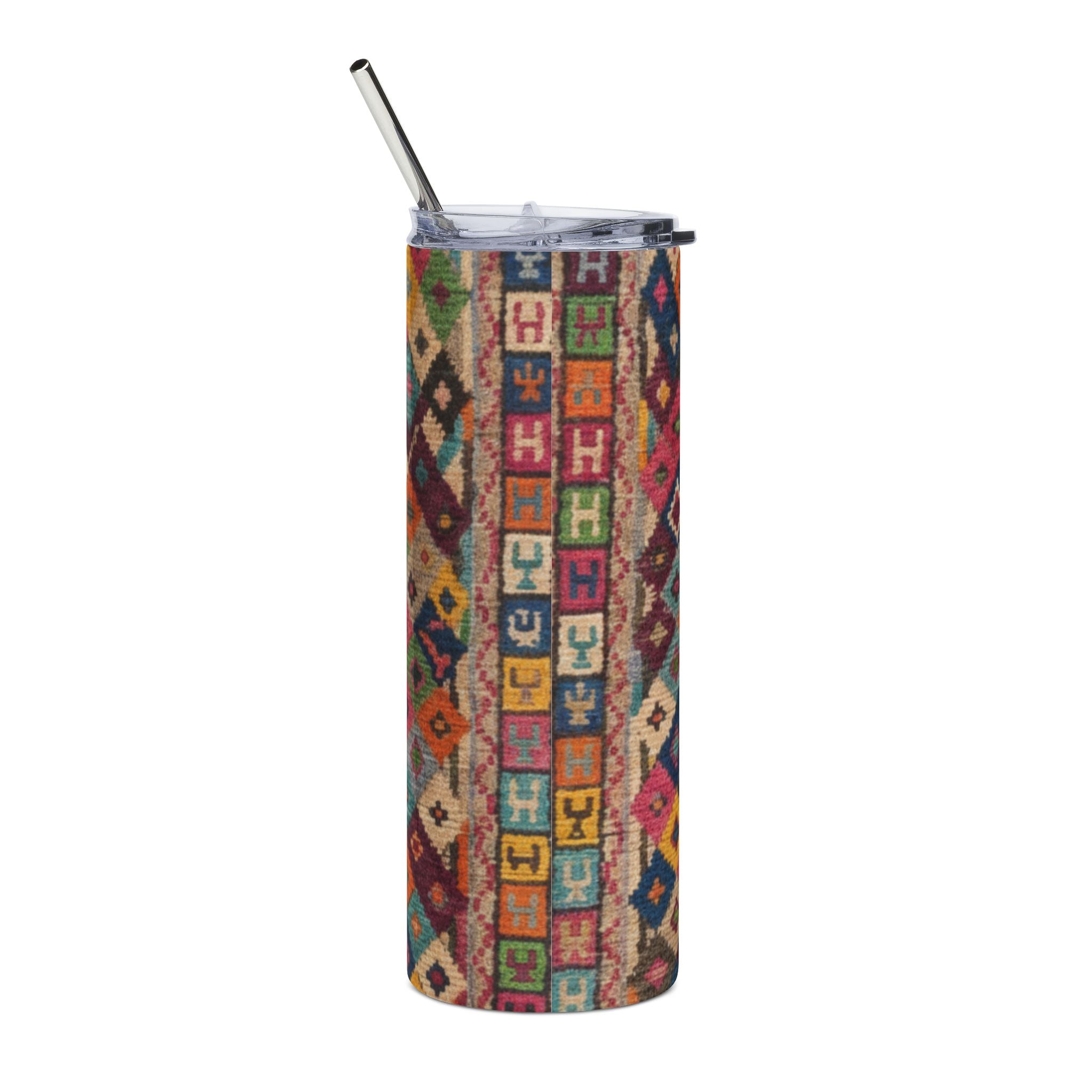 Colorful Kilim Diamond Pattern Tumbler | 20oz Stainless Steel Skinny Tumbler