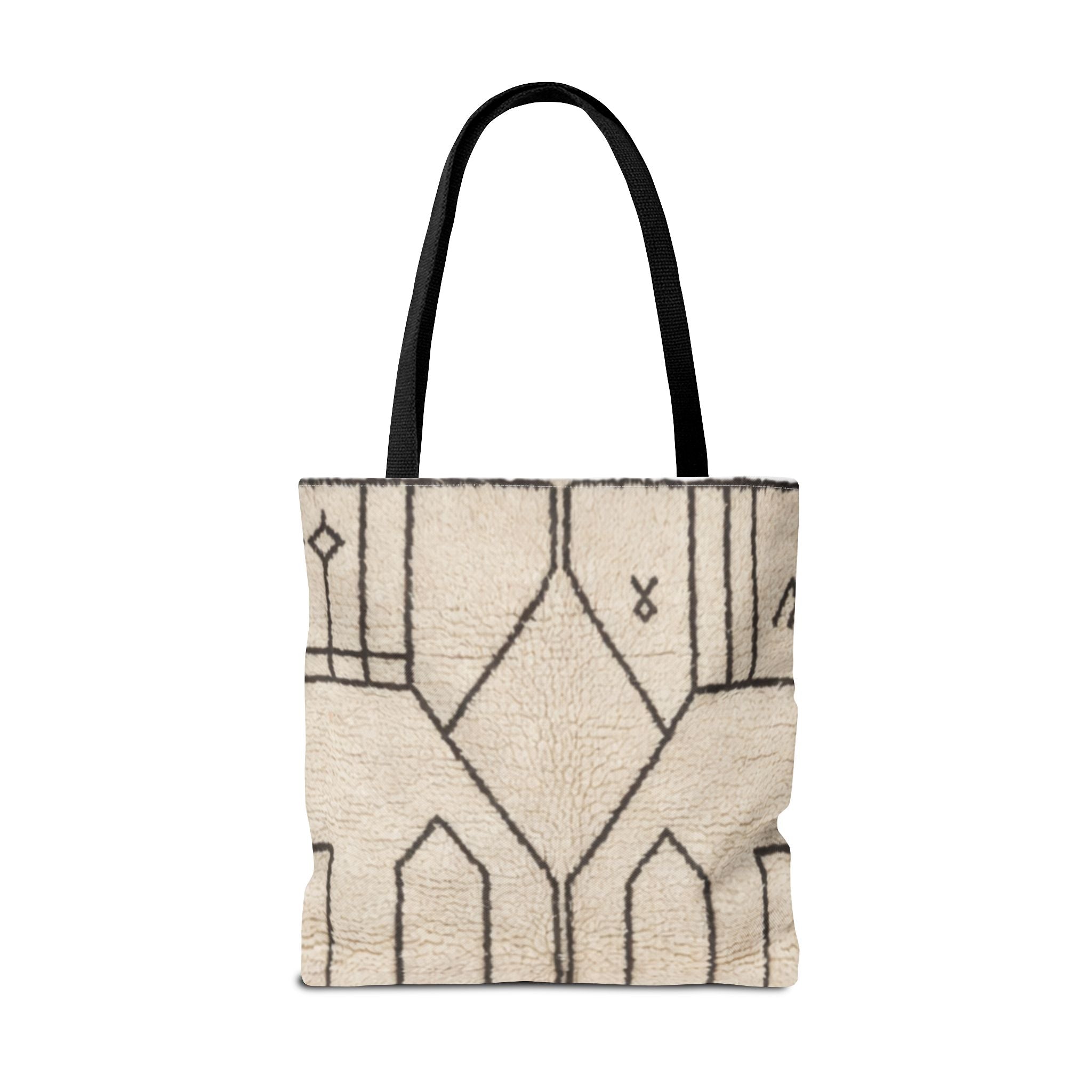 Neutral Geometric Diamond Pattern Tote Bag | Minimal Line Art