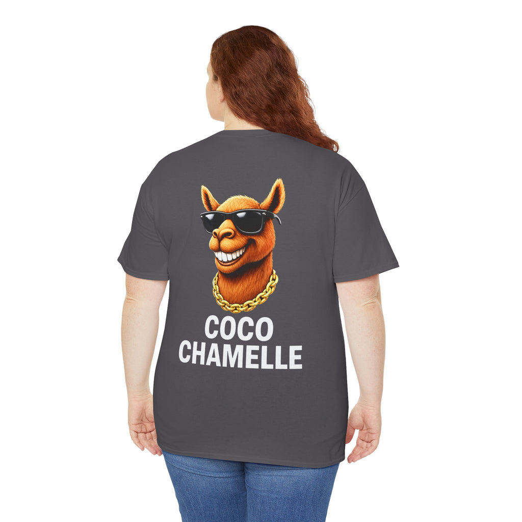 Coco Chamelle Tee Shirt - Cool Camel with Sunglasses & Gold Chain
