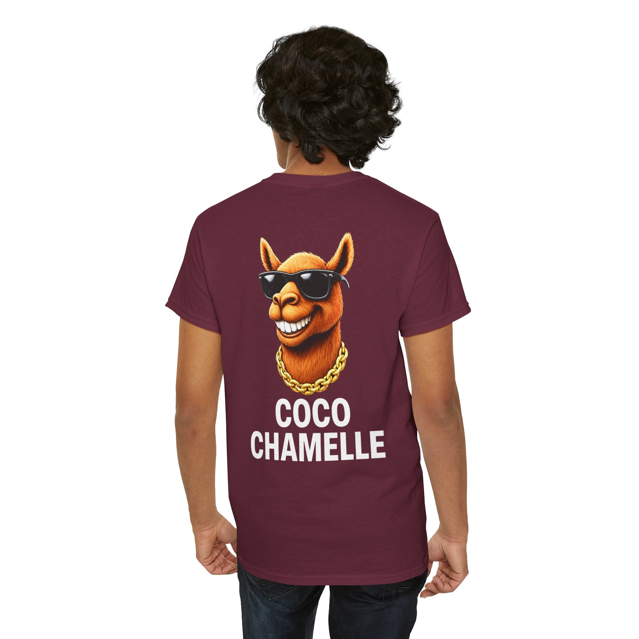 Coco Chamelle Tee Shirt - Cool Camel with Sunglasses & Gold Chain
