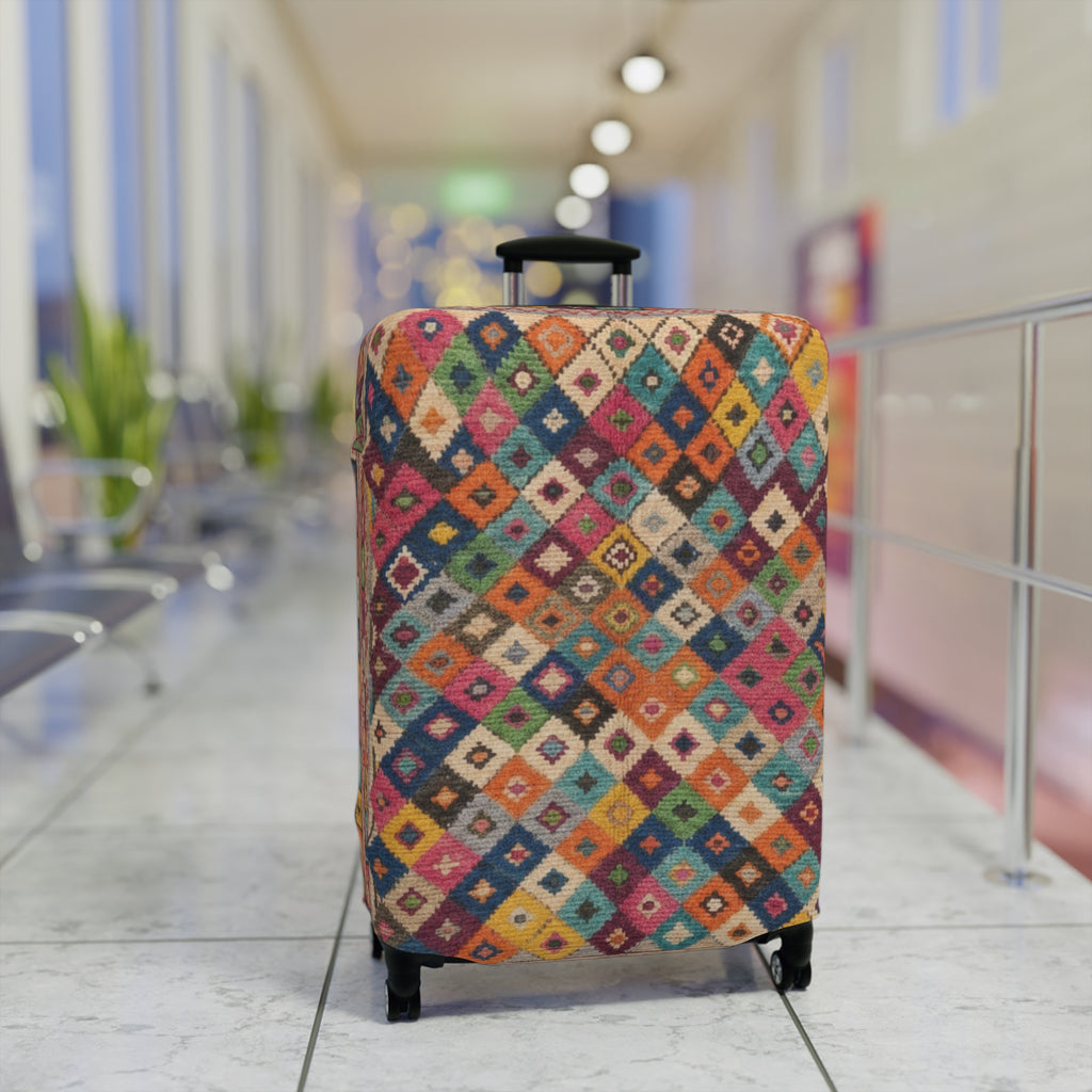 Colorful Kilim Diamond Pattern Luggage Cover | Boho Travel Accessory