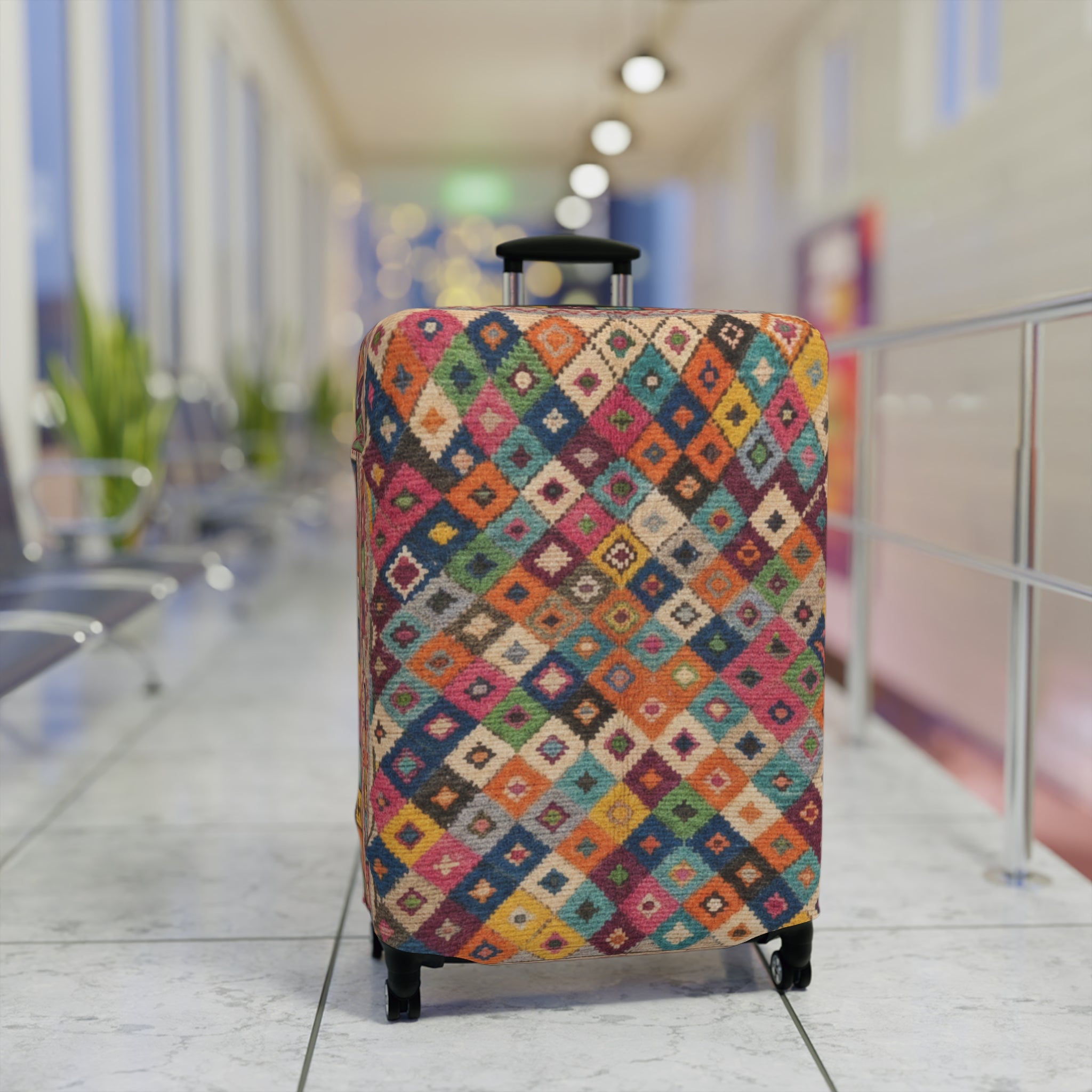 Colorful Kilim Diamond Pattern Luggage Cover | Boho Travel Accessory