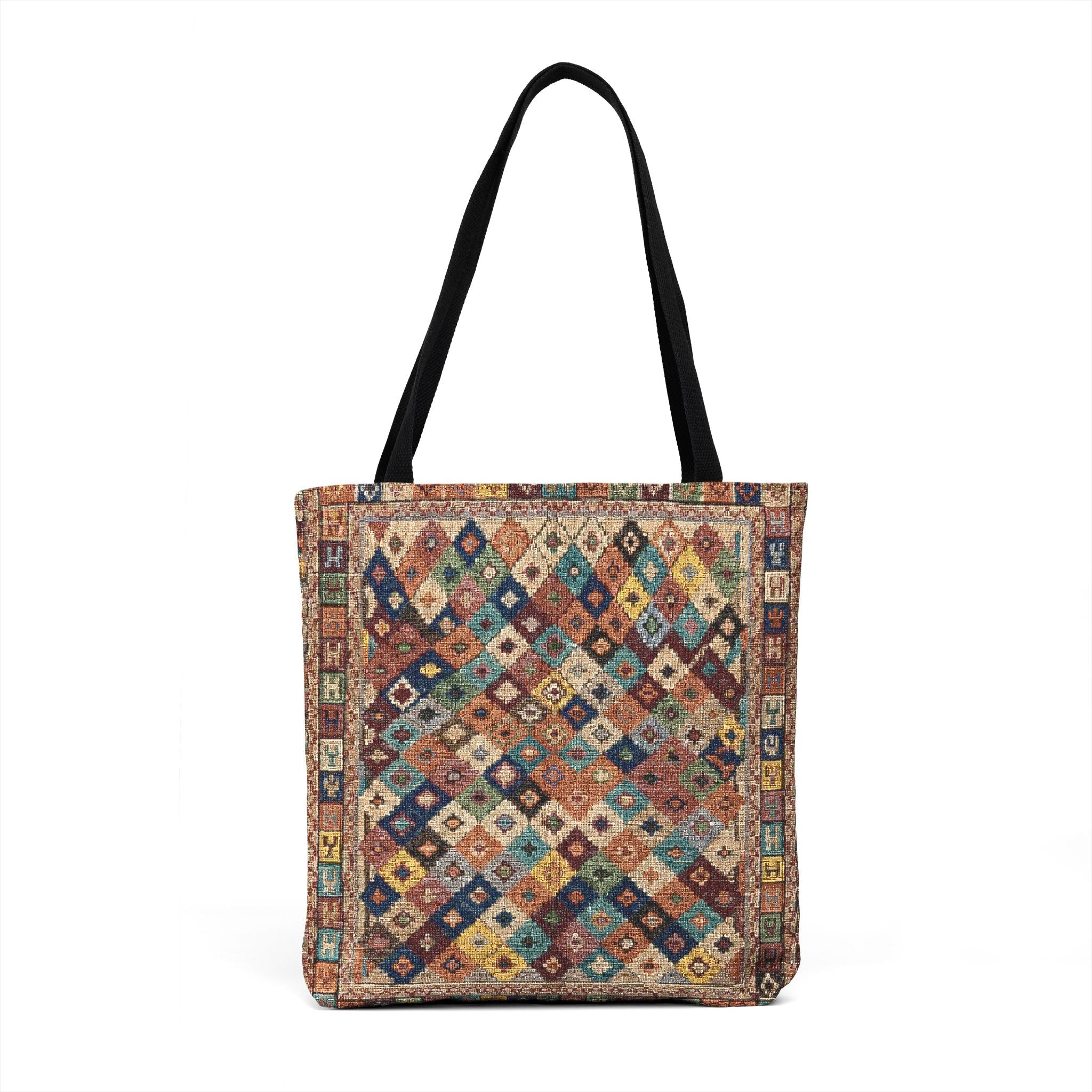 Vintage Moroccan Rug Woven Tote | Kilim Pattern Tote Bag