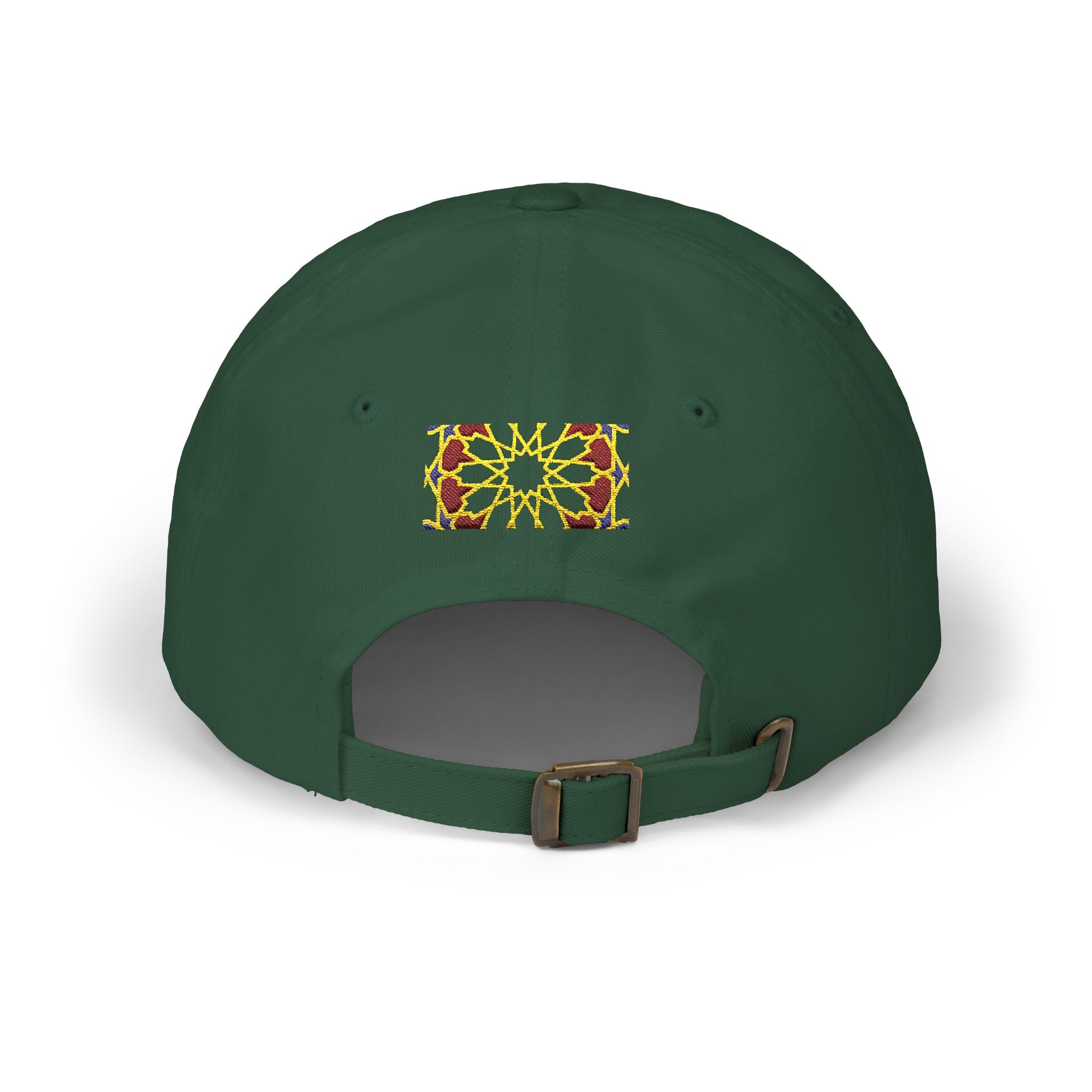 Floral Moroccan Mosaic Embroidered Dad Cap | White Cotton Baseball Hat