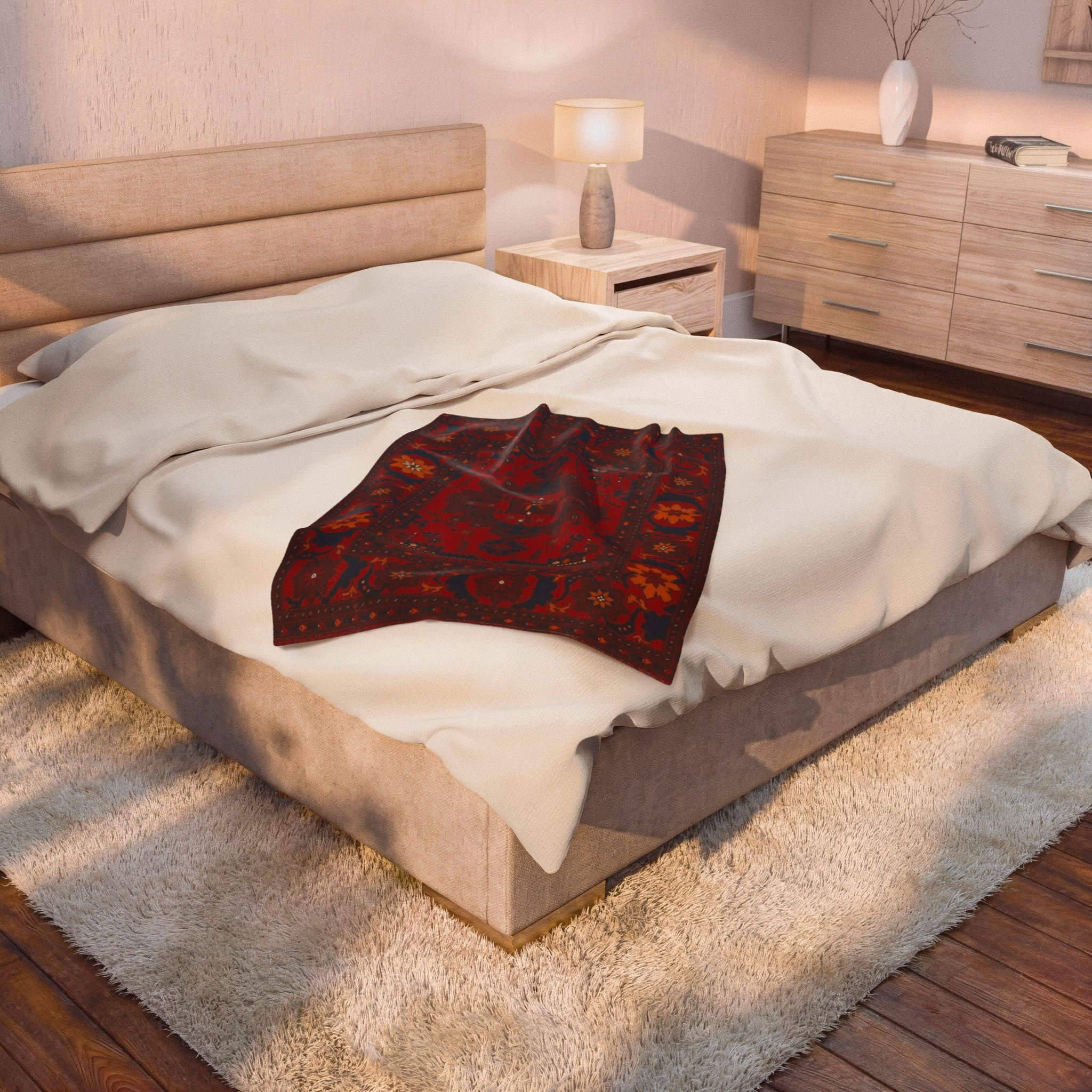 Persian Blanket | Red Ornamental Boho Throw