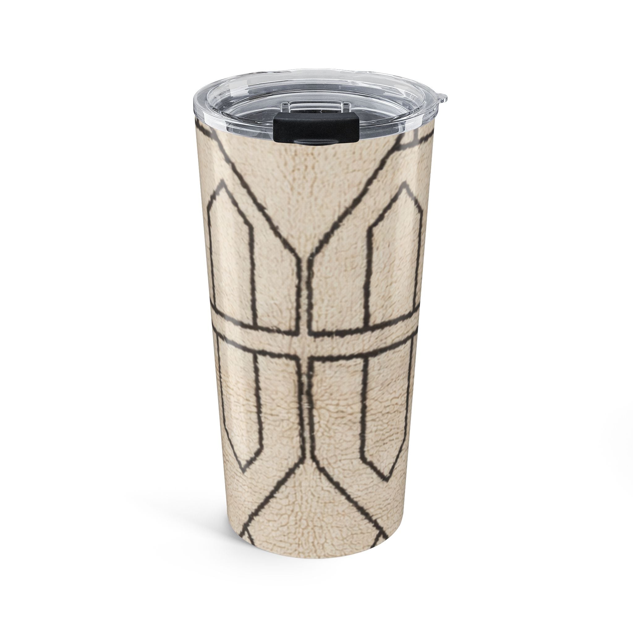 Geometric Moroccan Berber Pattern Tumbler 20oz | Minimalist Beige Travel Cup