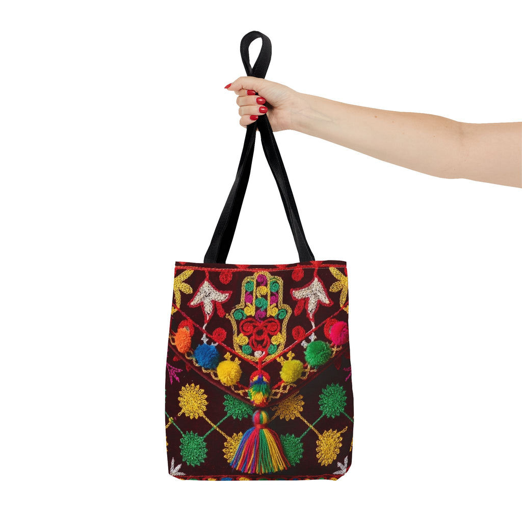 Marrakech Colors Tote Bag | Colorful Pom Pom Boho Print