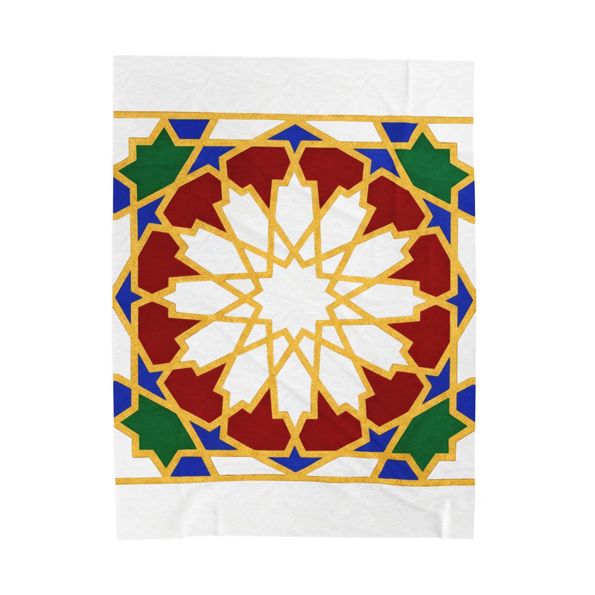 Geometric Moroccan Tile Velveteen Plush Blanket | Starburst Pattern
