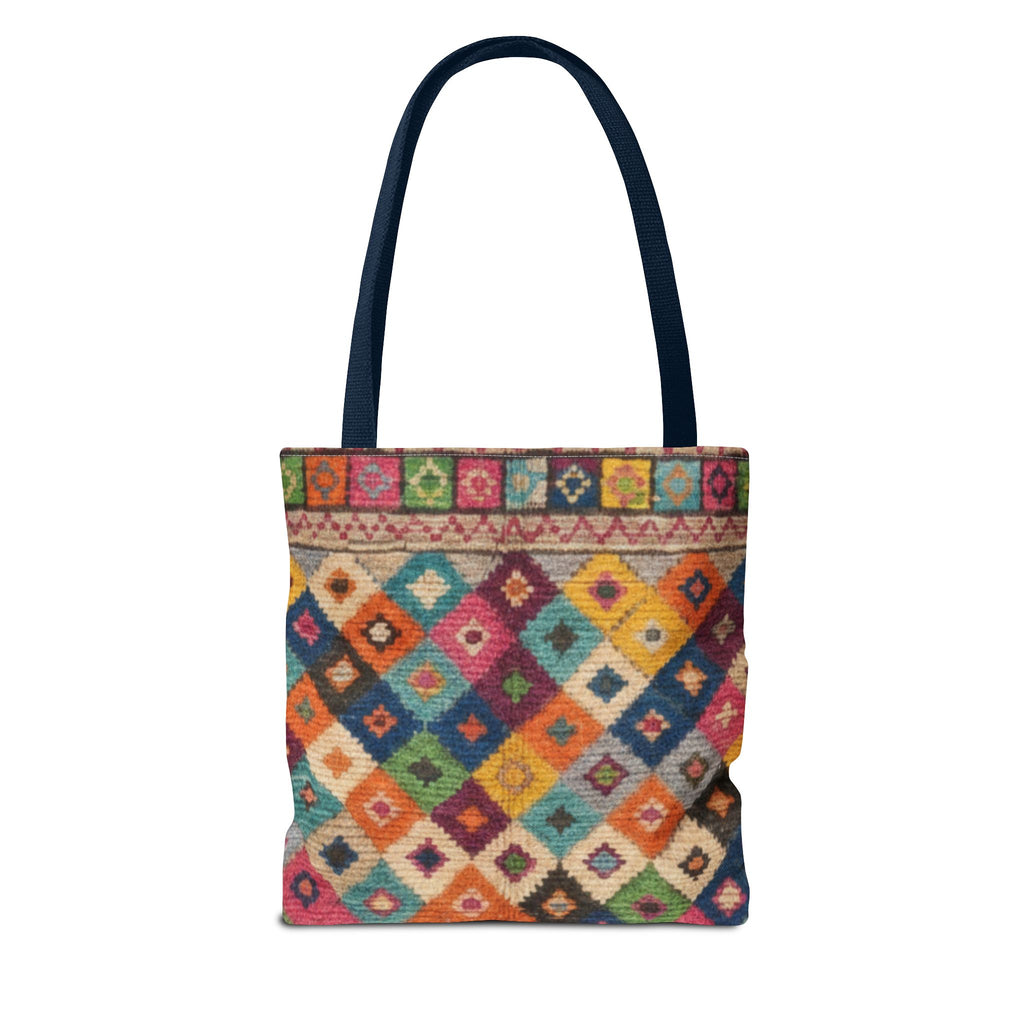 Colorful Kilim Diamond Pattern Tote Bag | Boho Tribal Aztec Shopper