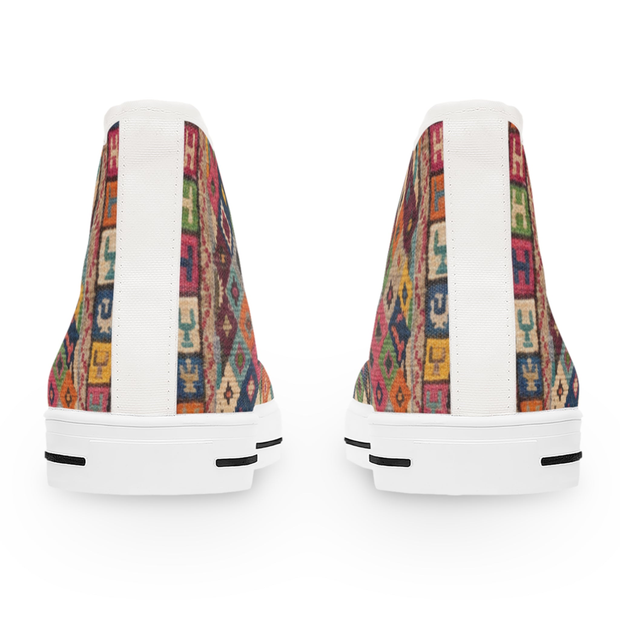 Colorful Kilim Pattern Women's High Top Sneakers | Boho Geometric Canvas
