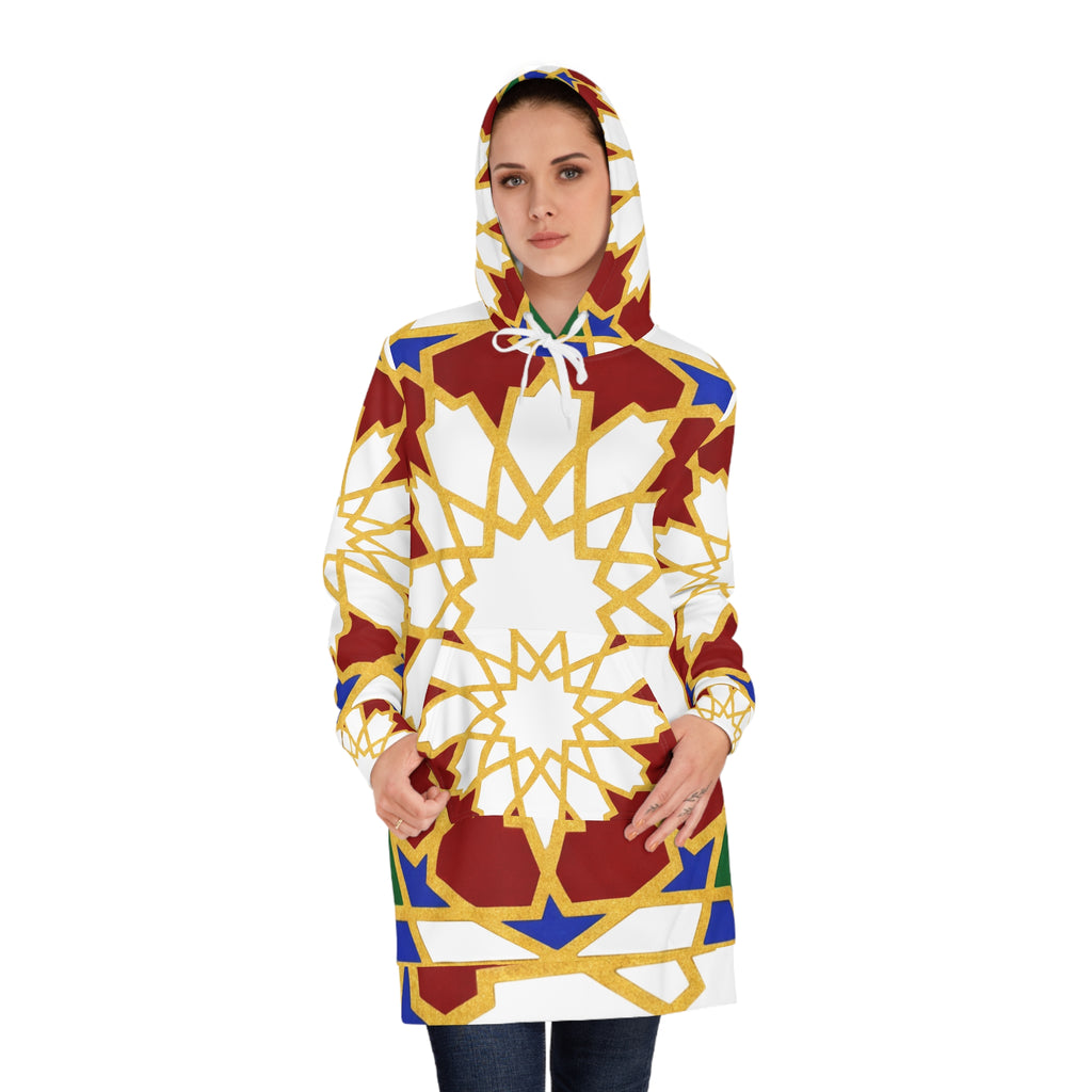 Geometric Moroccan Star Pattern Hoodie Dress | All-Over Print