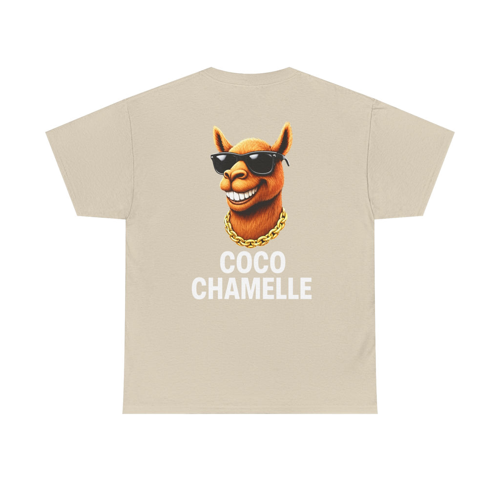 Coco Chamelle Tee Shirt - Cool Camel with Sunglasses & Gold Chain