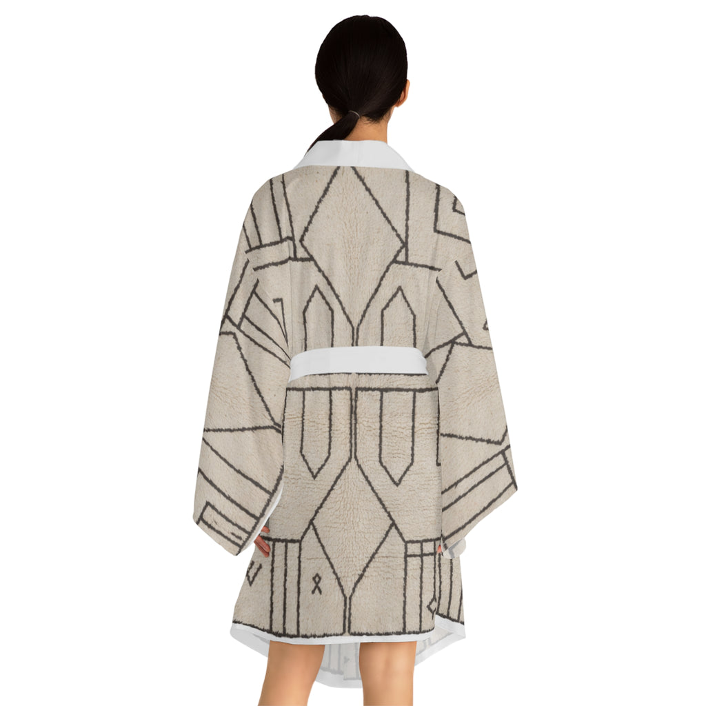 Geometric Mudcloth Pattern Kimono Robe | Long Sleeve