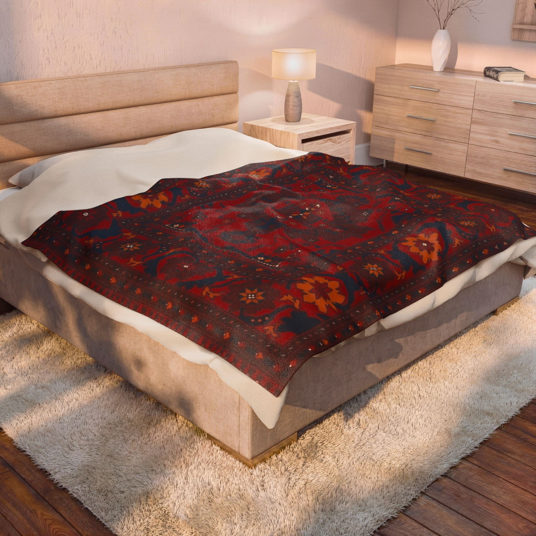 Persian Blanket | Red Ornamental Boho Throw