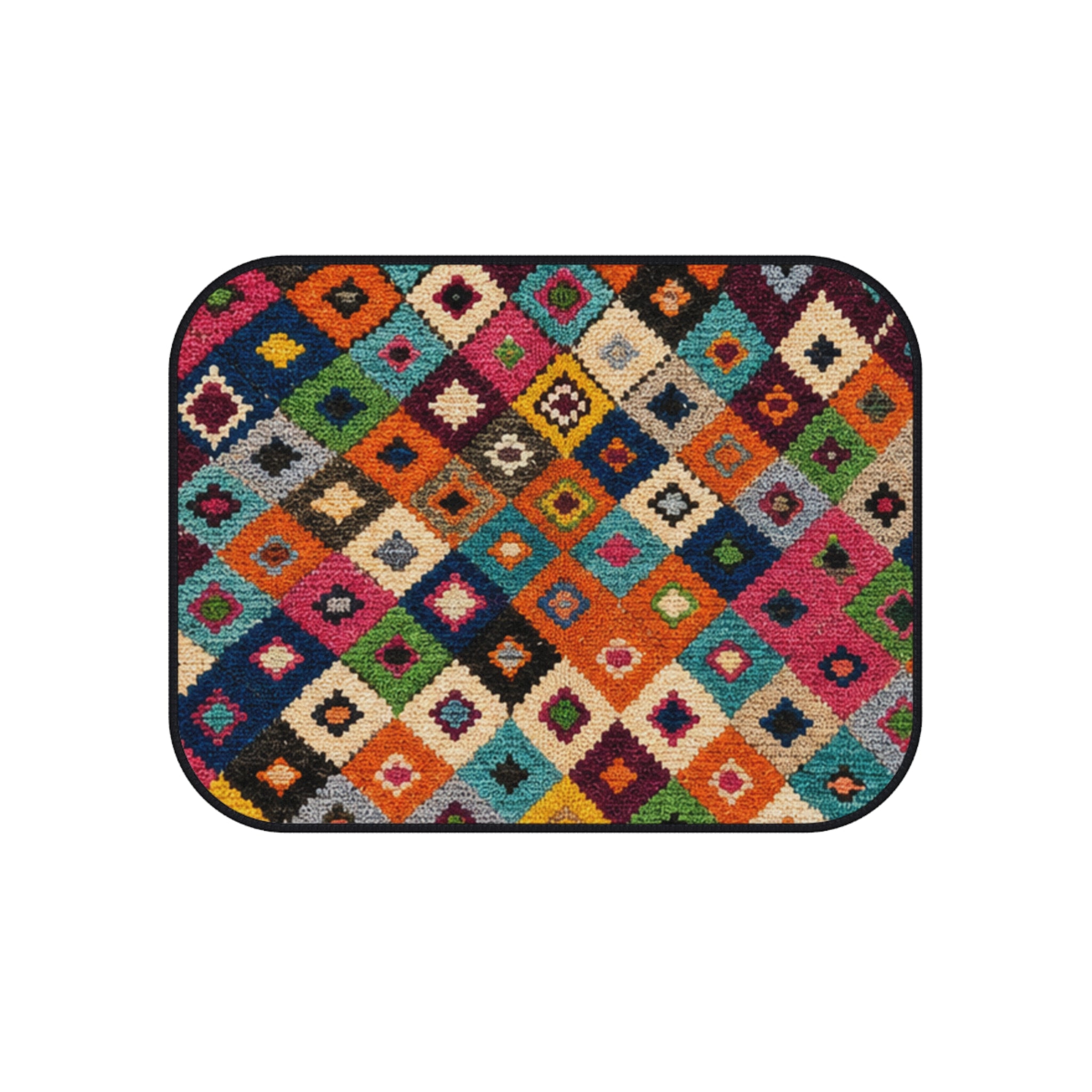 Colorful Kilim Diamond Pattern Car Mats | Set of 4