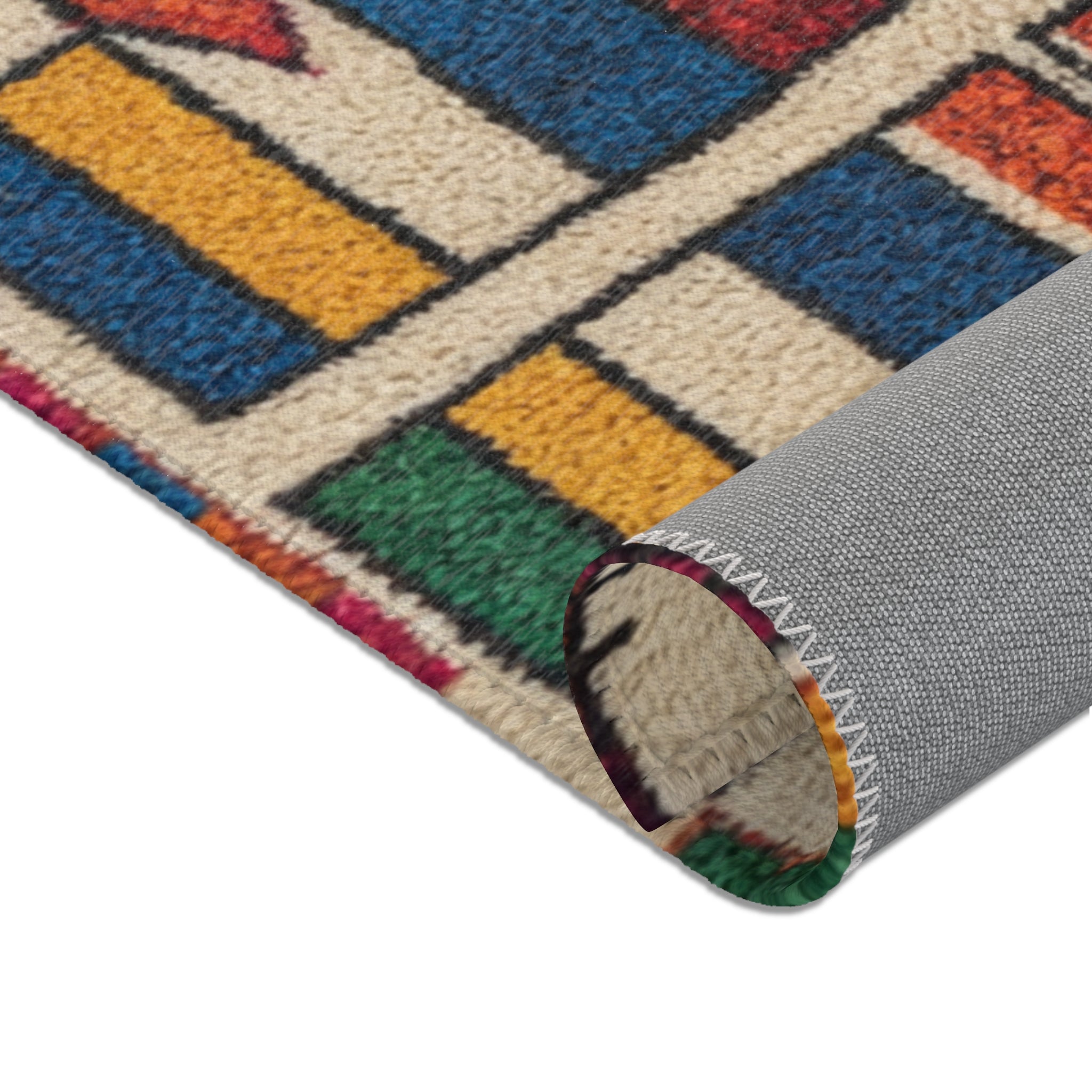 Colorful Geometric Kilim Pattern Area Rugs | Boho Moroccan Inspired Floor Rug
