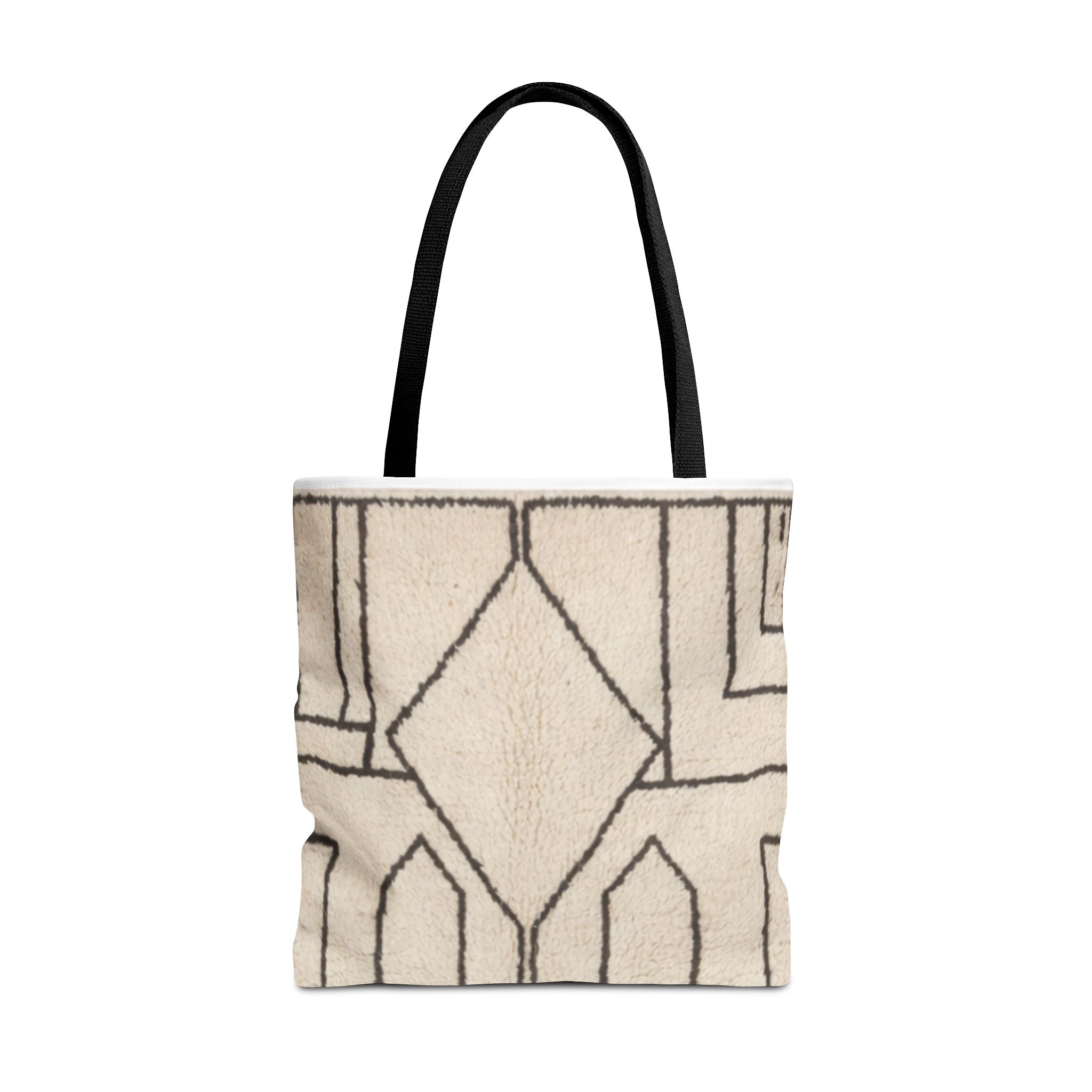 Neutral Geometric Diamond Pattern Tote Bag | Minimal Line Art