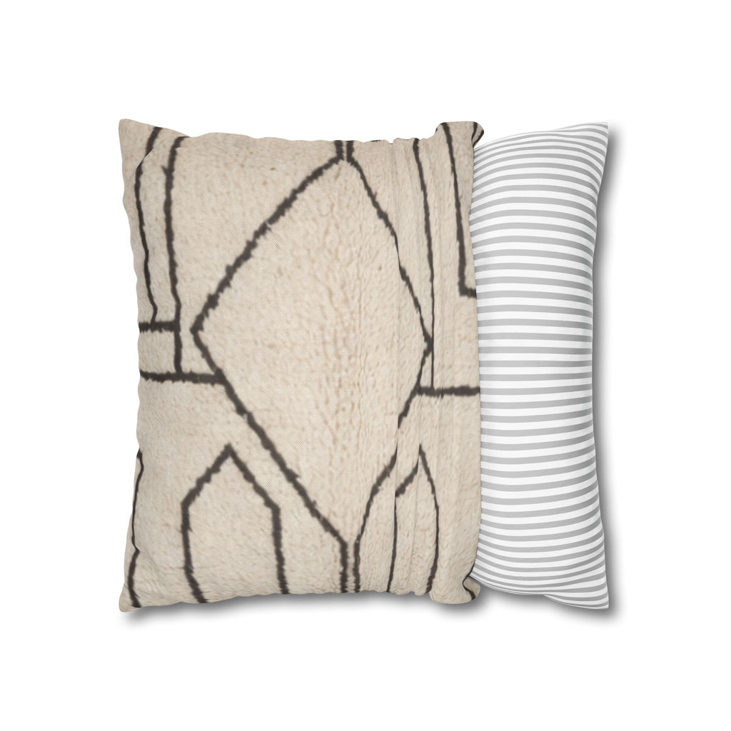 Neutral Tribal Geometric Pillowcase Spun Polyester Square Pillowcase | Boho Accent