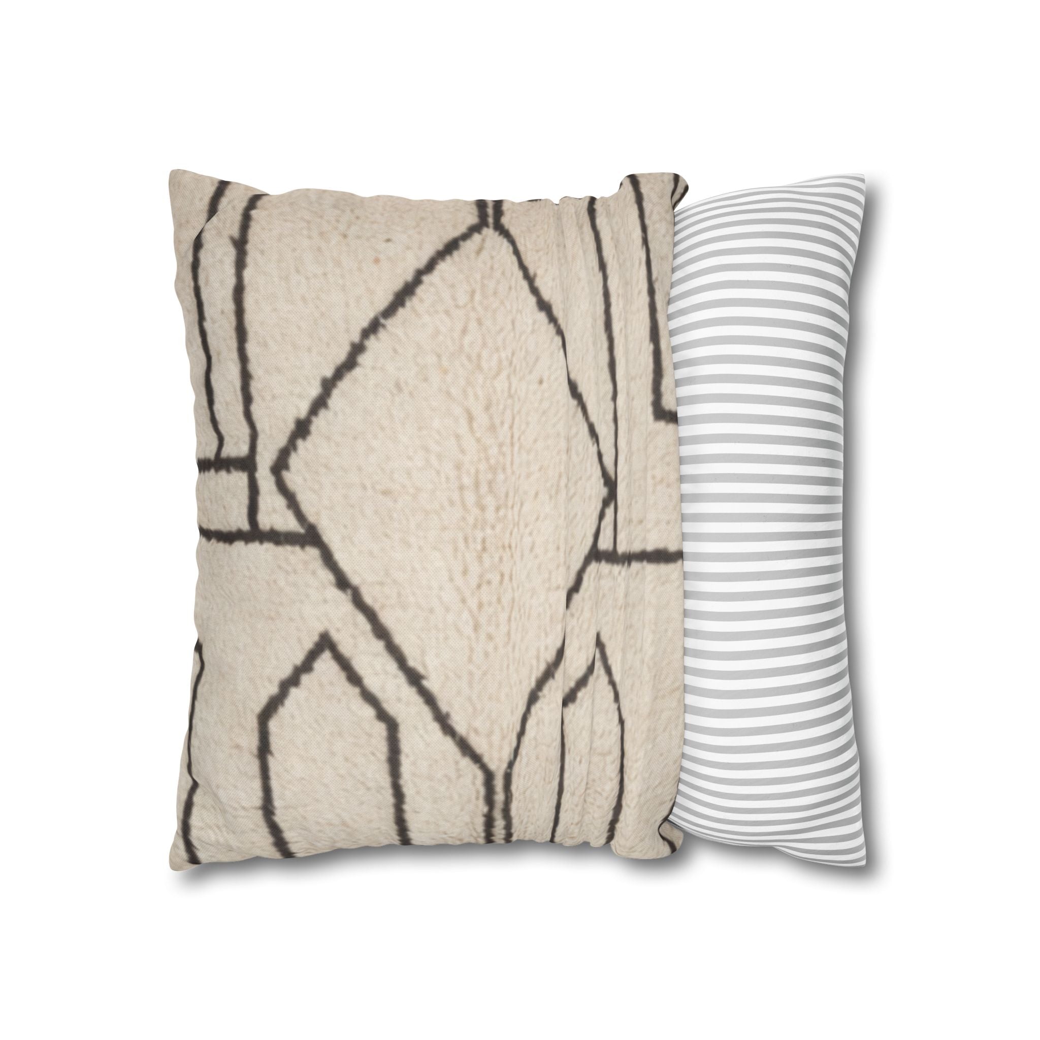 Neutral Tribal Geometric Pillowcase Spun Polyester Square Pillowcase | Boho Accent