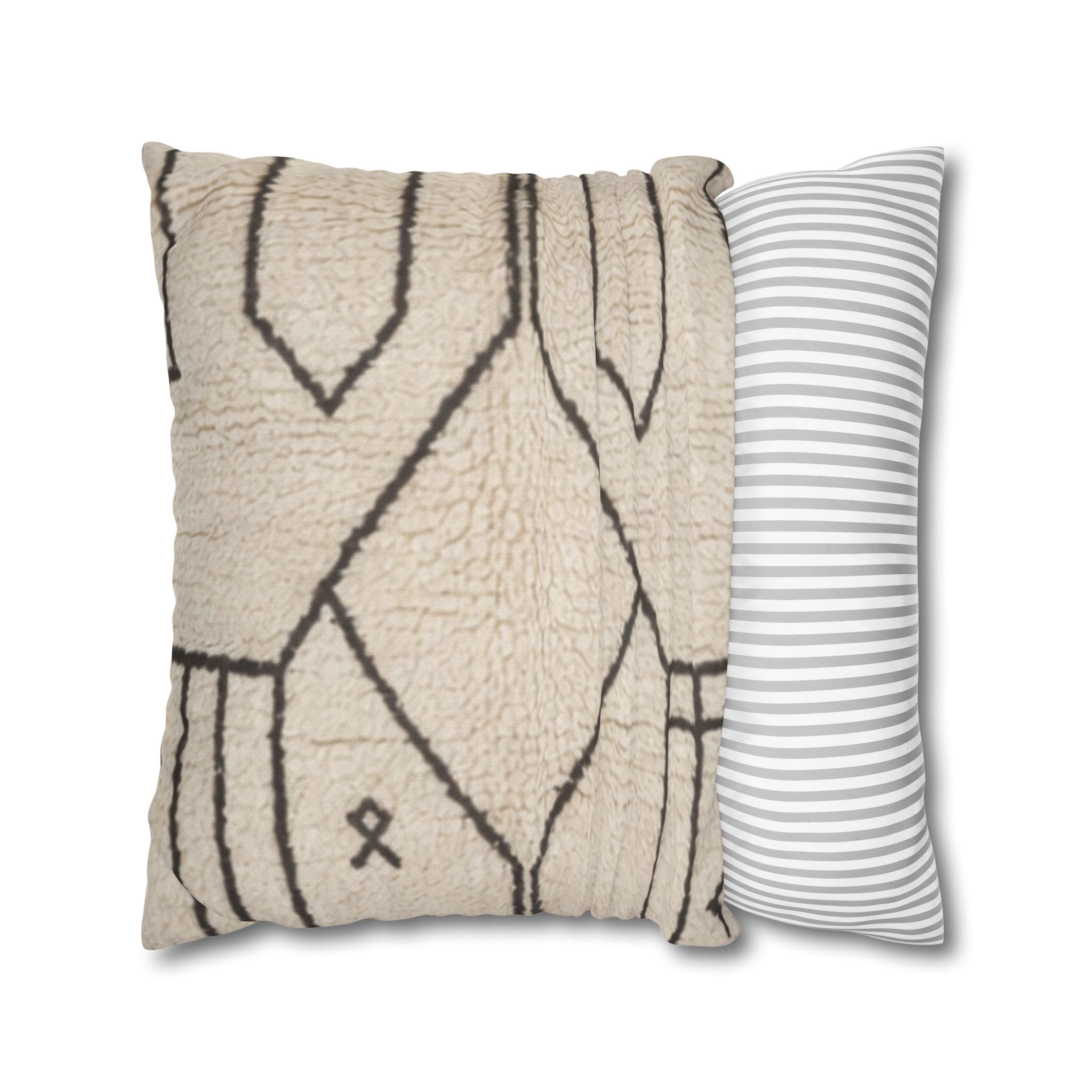 Neutral Tribal Geometric Pillowcase Spun Polyester Square Pillowcase | Boho Accent
