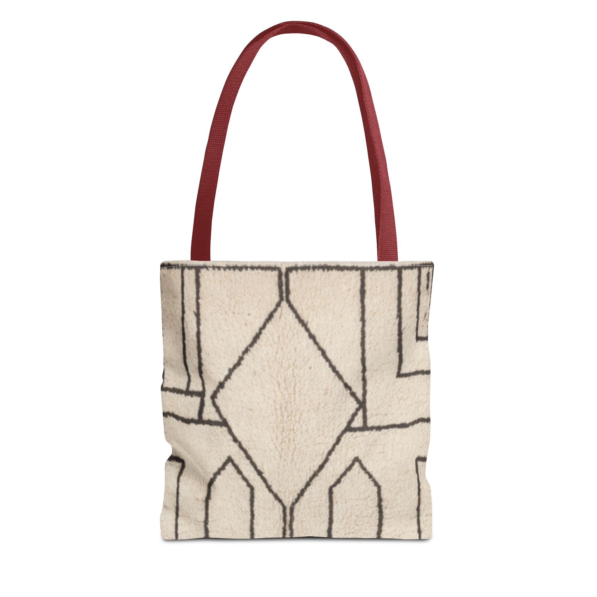 Neutral Geometric Diamond Pattern Tote Bag | Minimal Line Art