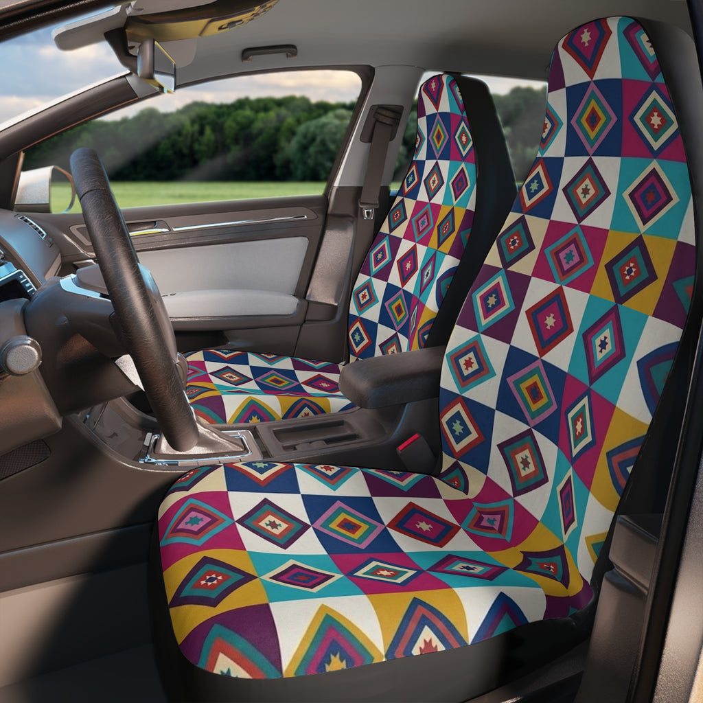 Colorful Geometric Diamond Pattern Car Seat Covers | Southwestern Print