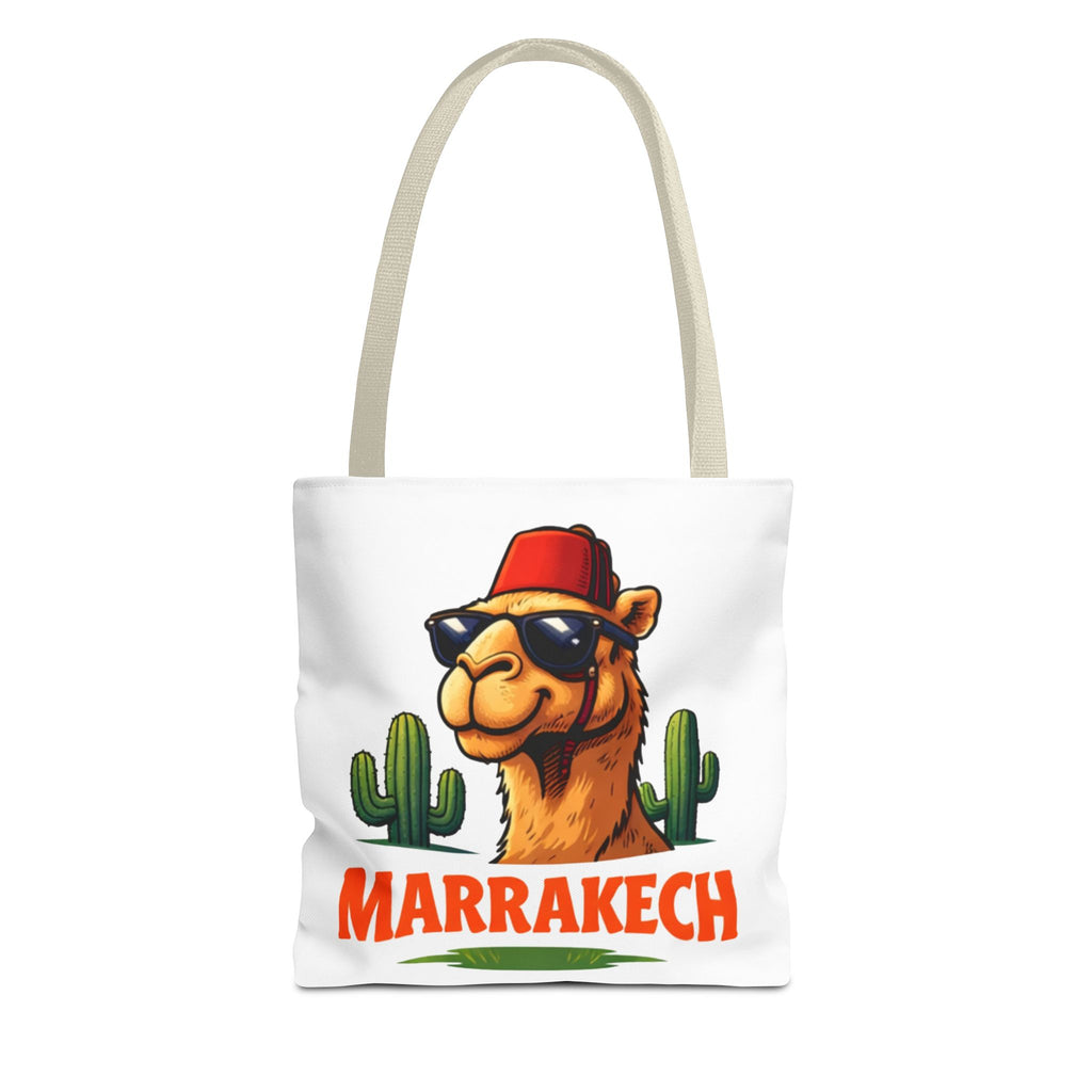 Marrakech Coco Chamelle Tote Bag — Cool Camel with Sunglasses Travel Tote