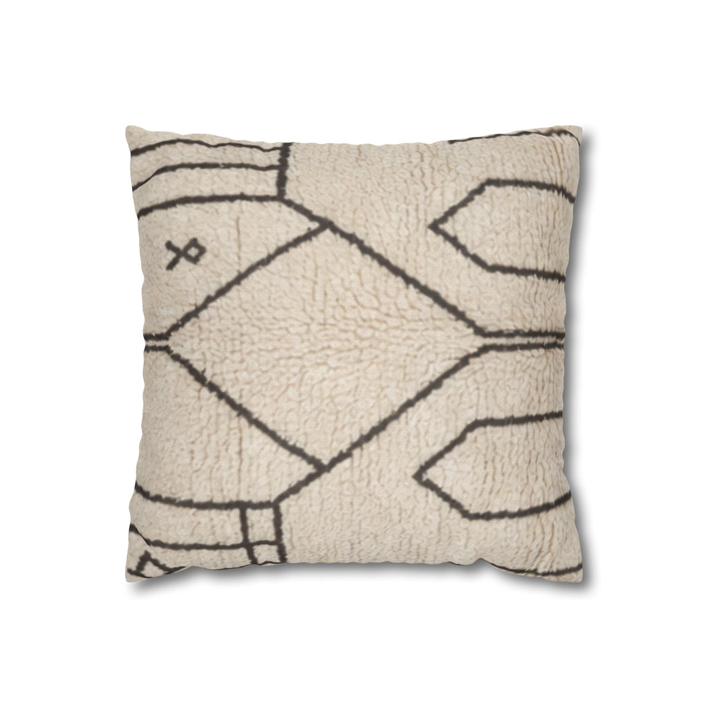 Neutral Tribal Geometric Pillowcase Spun Polyester Square Pillowcase | Boho Accent