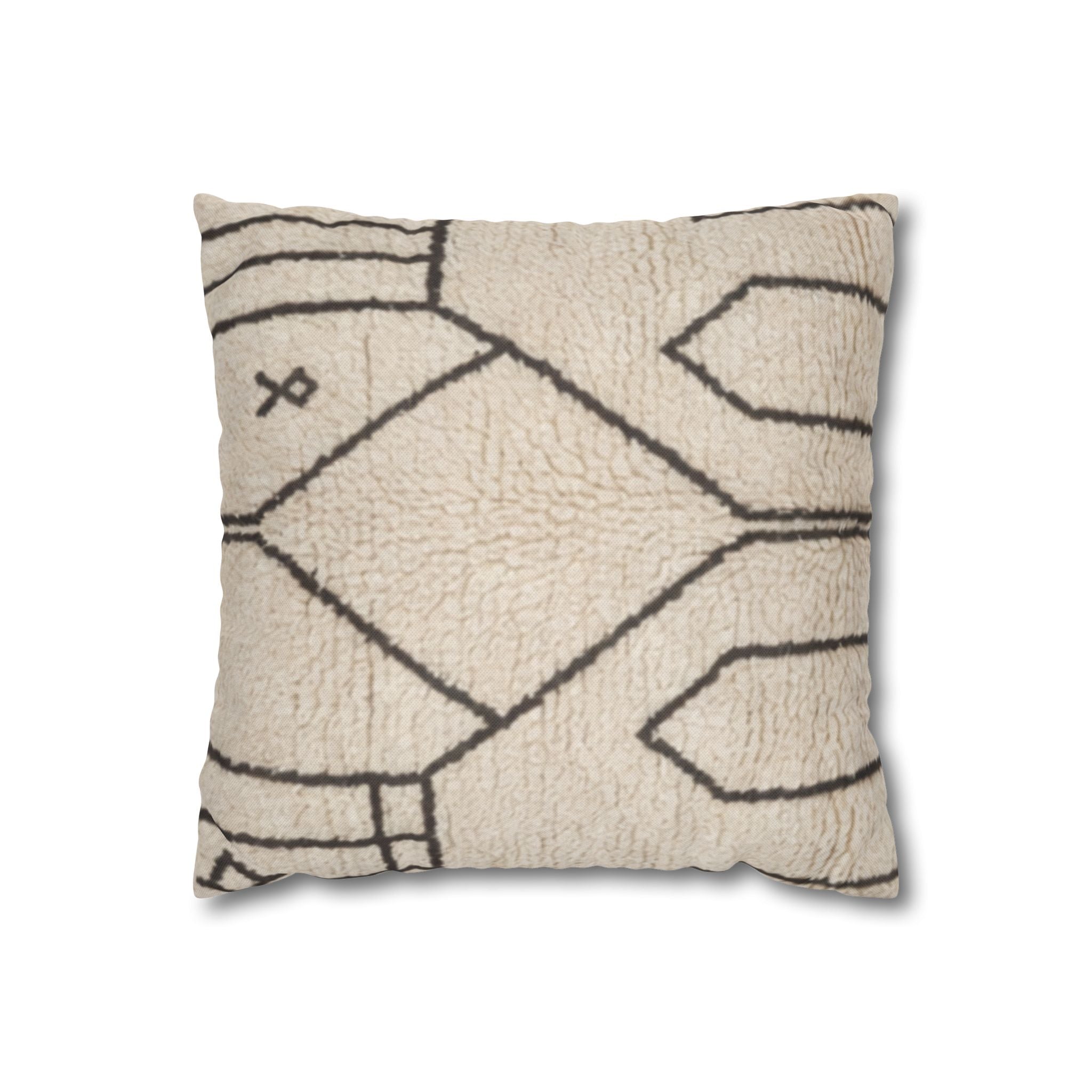 Neutral Tribal Geometric Pillowcase Spun Polyester Square Pillowcase | Boho Accent