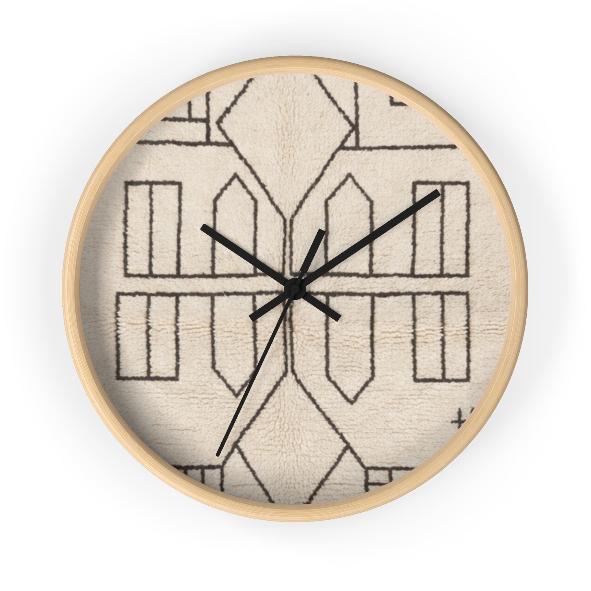 Geometric Line Moroccan Pattern Wall Clock | Neutral Modern Home Decor