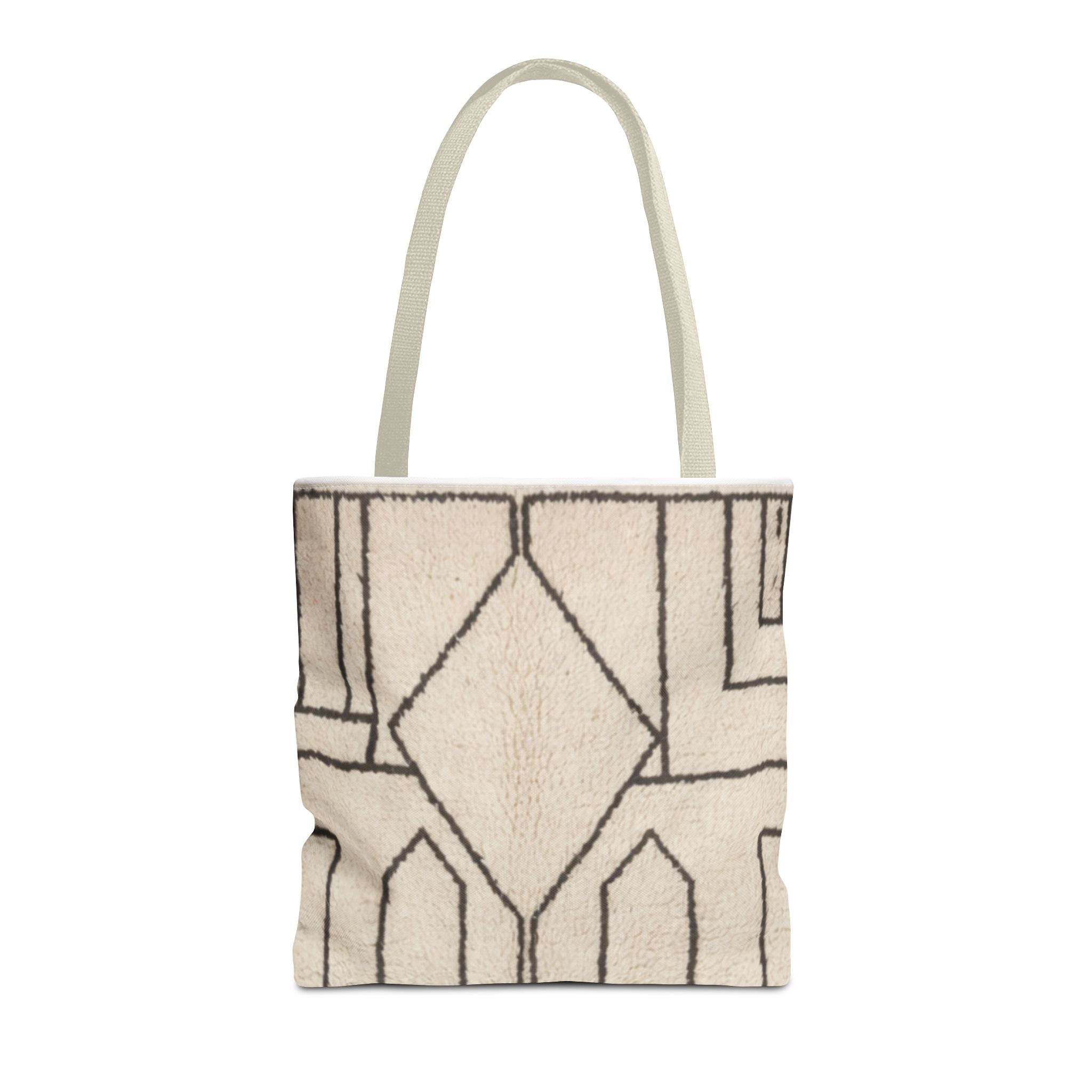 Neutral Geometric Diamond Pattern Tote Bag | Minimal Line Art