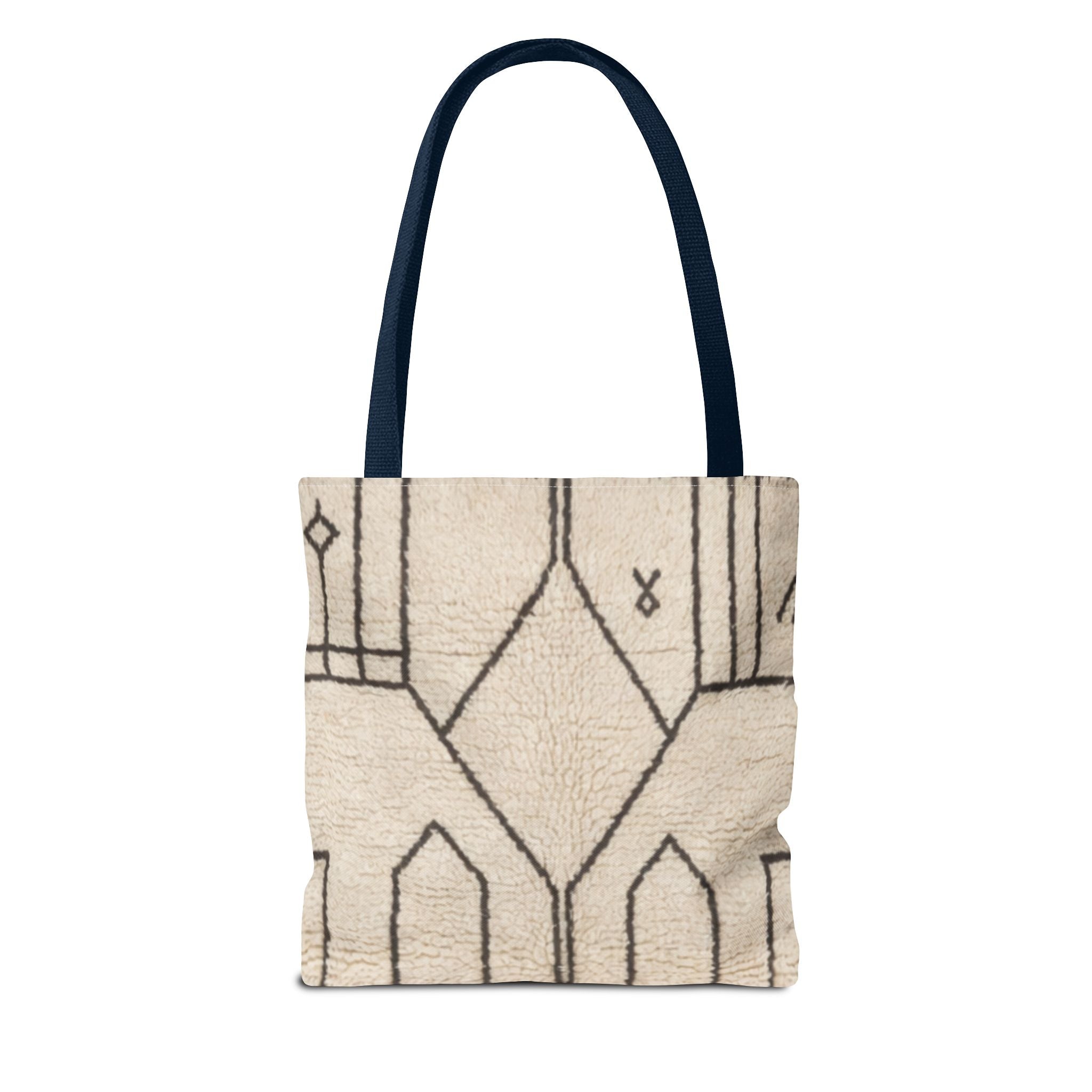 Neutral Geometric Diamond Pattern Tote Bag | Minimal Line Art