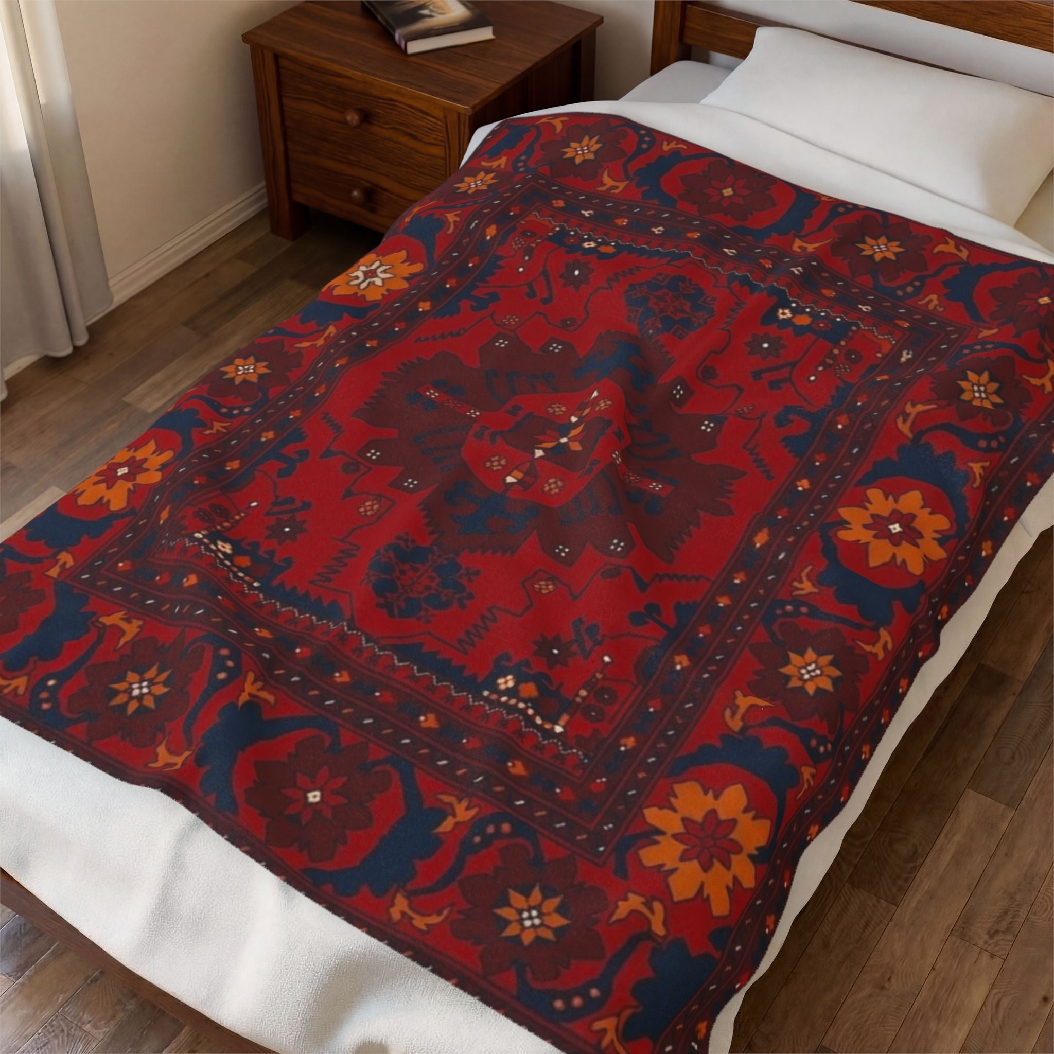 Persian Blanket | Red Ornamental Boho Throw