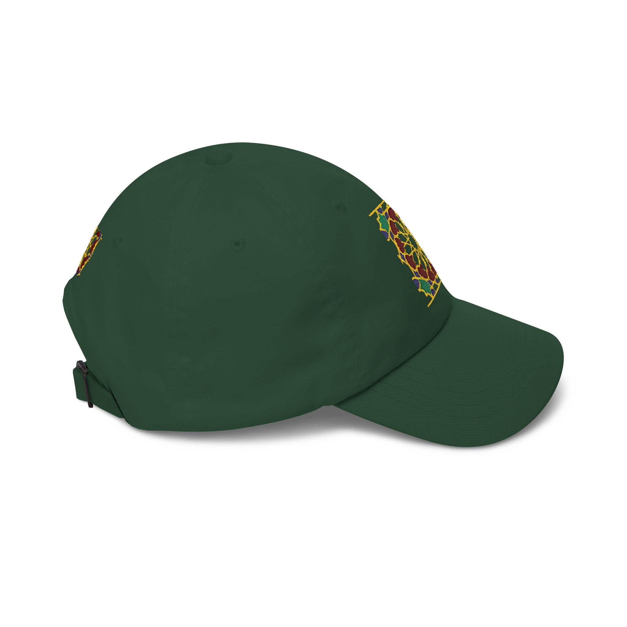 Floral Moroccan Mosaic Embroidered Dad Cap | White Cotton Baseball Hat