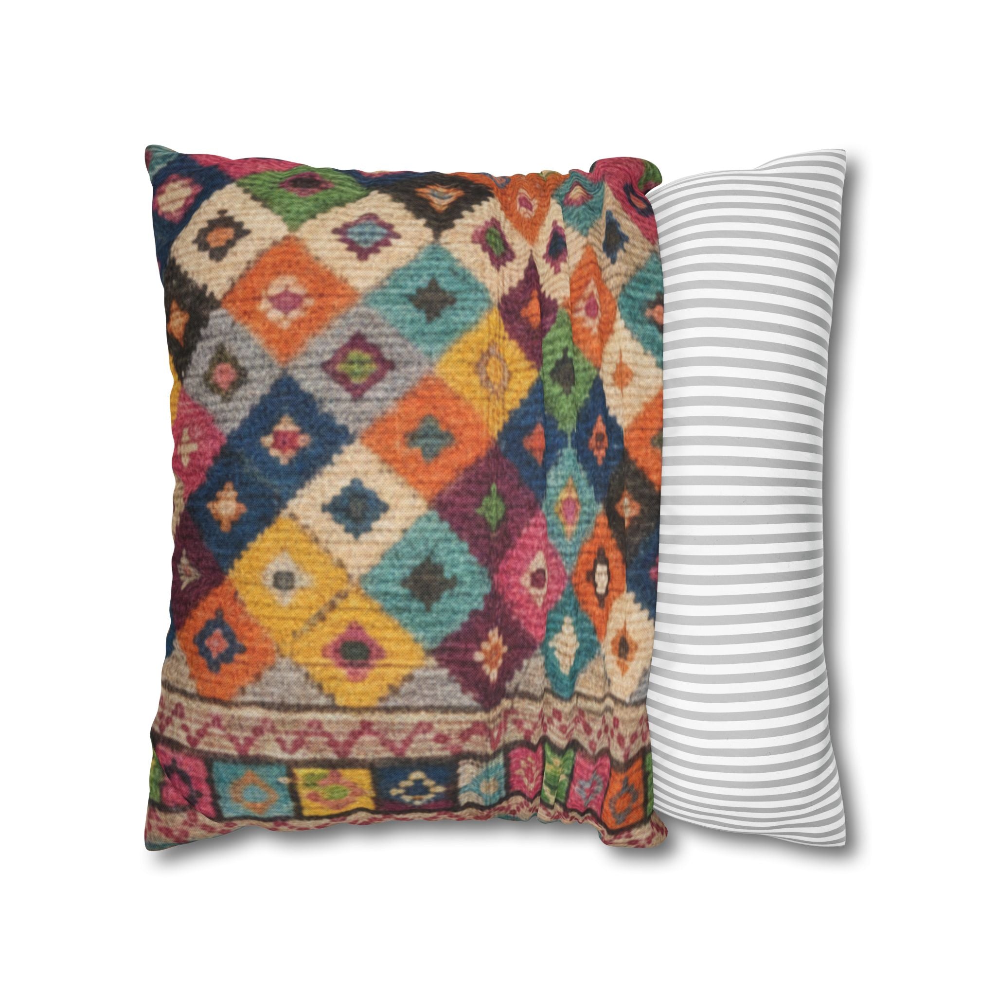Bohemian Kilim Pattern Pillowcase Spun Polyester Square Pillowcase