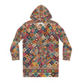 Boho Diamond Pattern Hoodie Dress