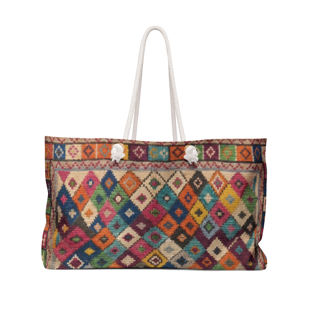 Colorful Kilim Diamond Pattern Weekender Bag | Boho Travel Tote