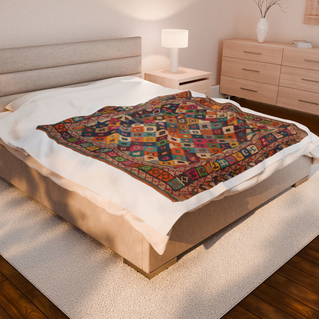 Colorful Kilim Diamond Pattern Blanket | Bohemian Geometric Throw