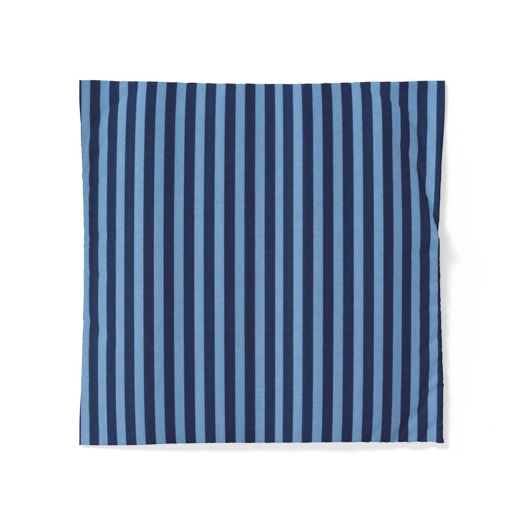 Navy Blue and Sky Stripe Cotton Duvet Cover