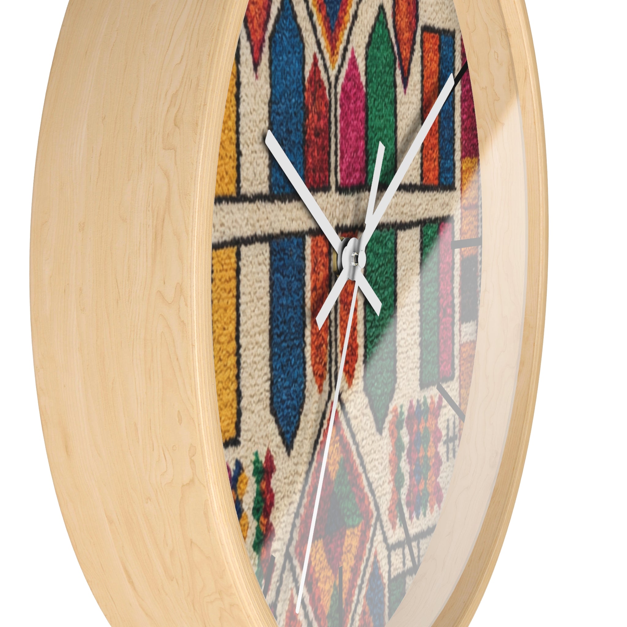 Colorful Moroccan Geometric Pattern Wall Clock | Boho Tile Design