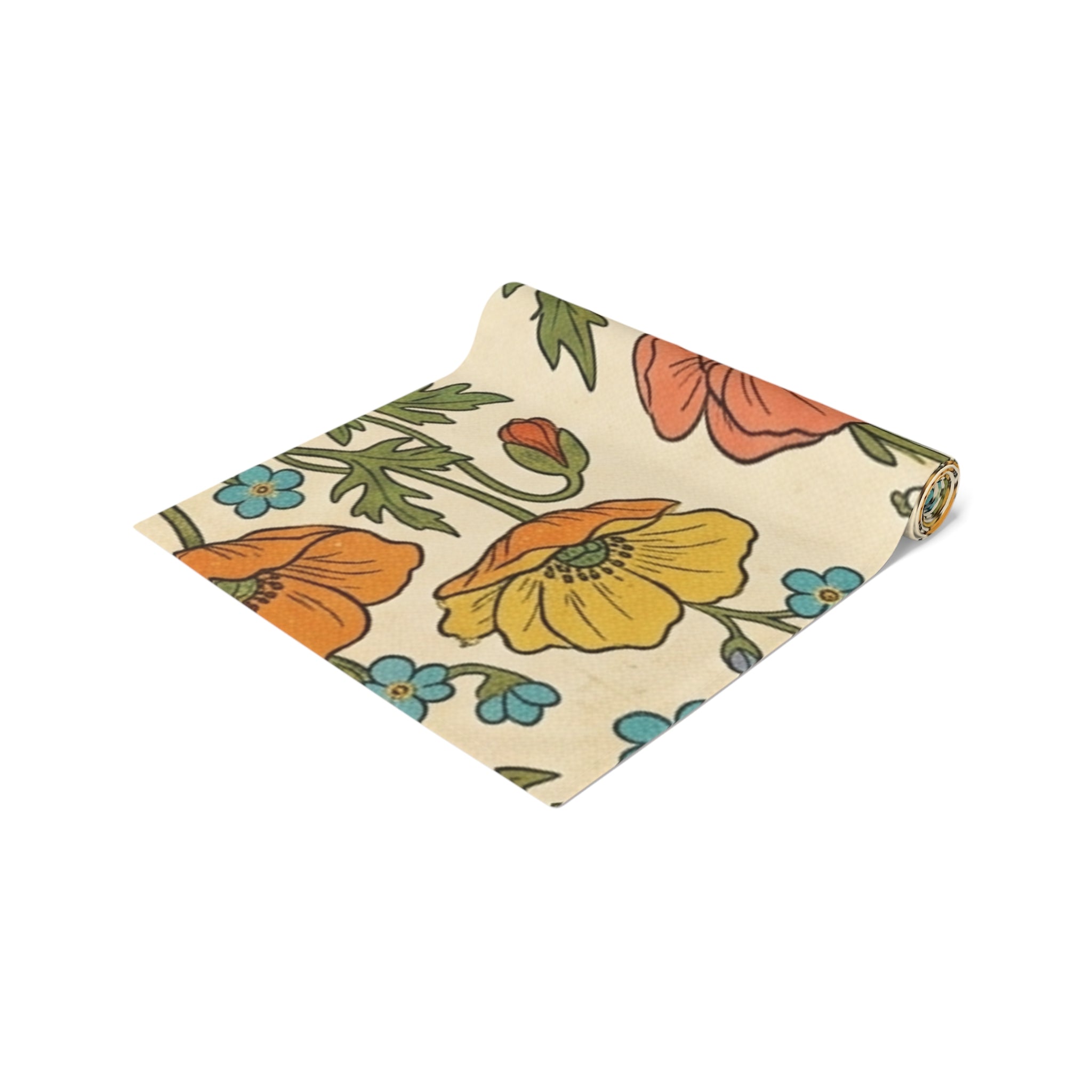 Vintage Floral Spring Table Runner | Poppy & Rose Botanical Design