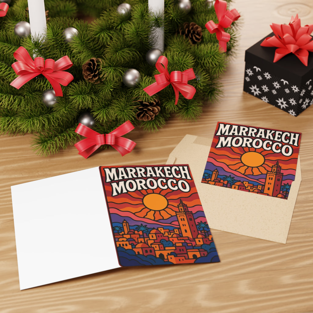 Marrakech Morocco Sunset Illustration postcard | Travel Postcard Style