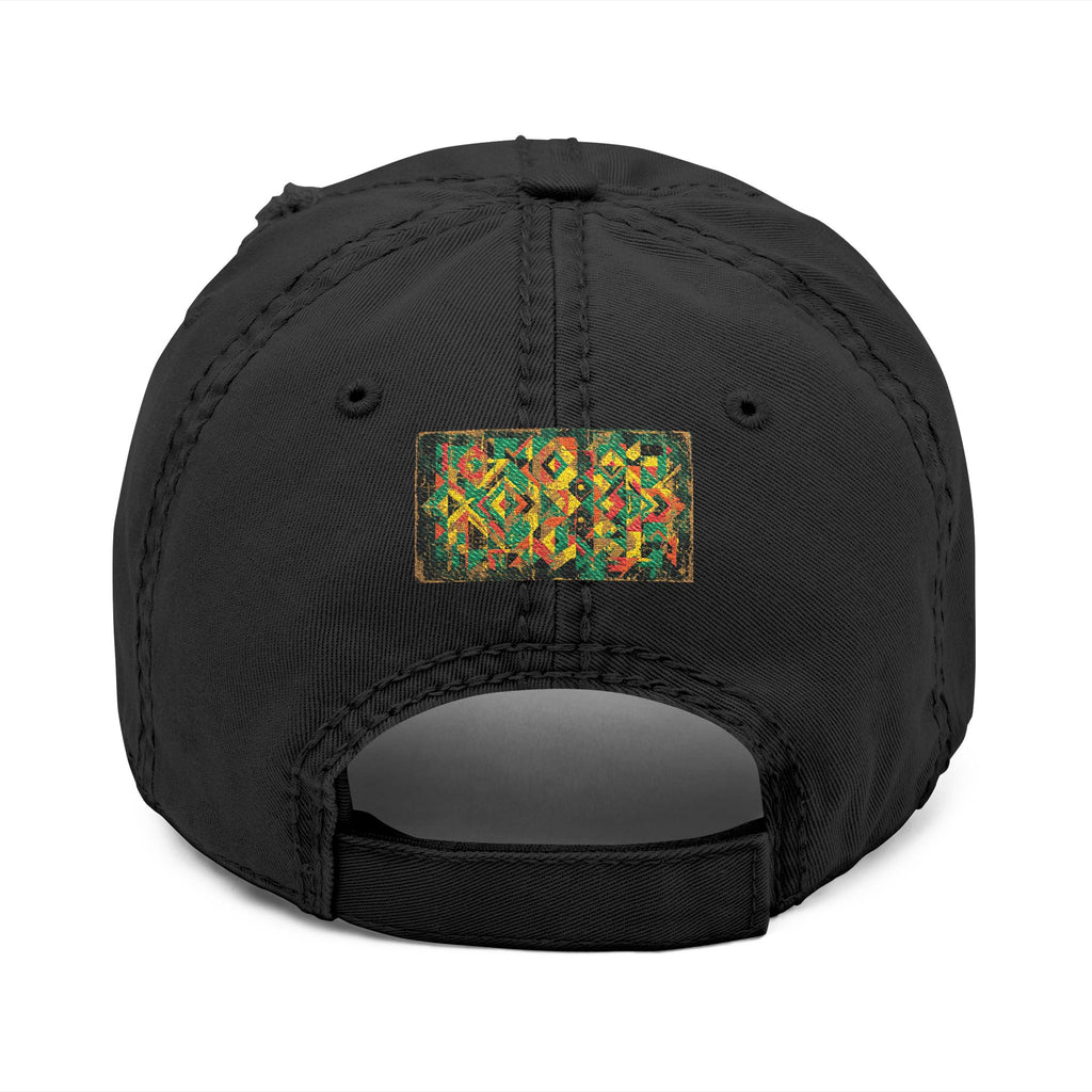 Abstract Colorful Geometric Embroidery Dad Hat | Distressed Patch Cap