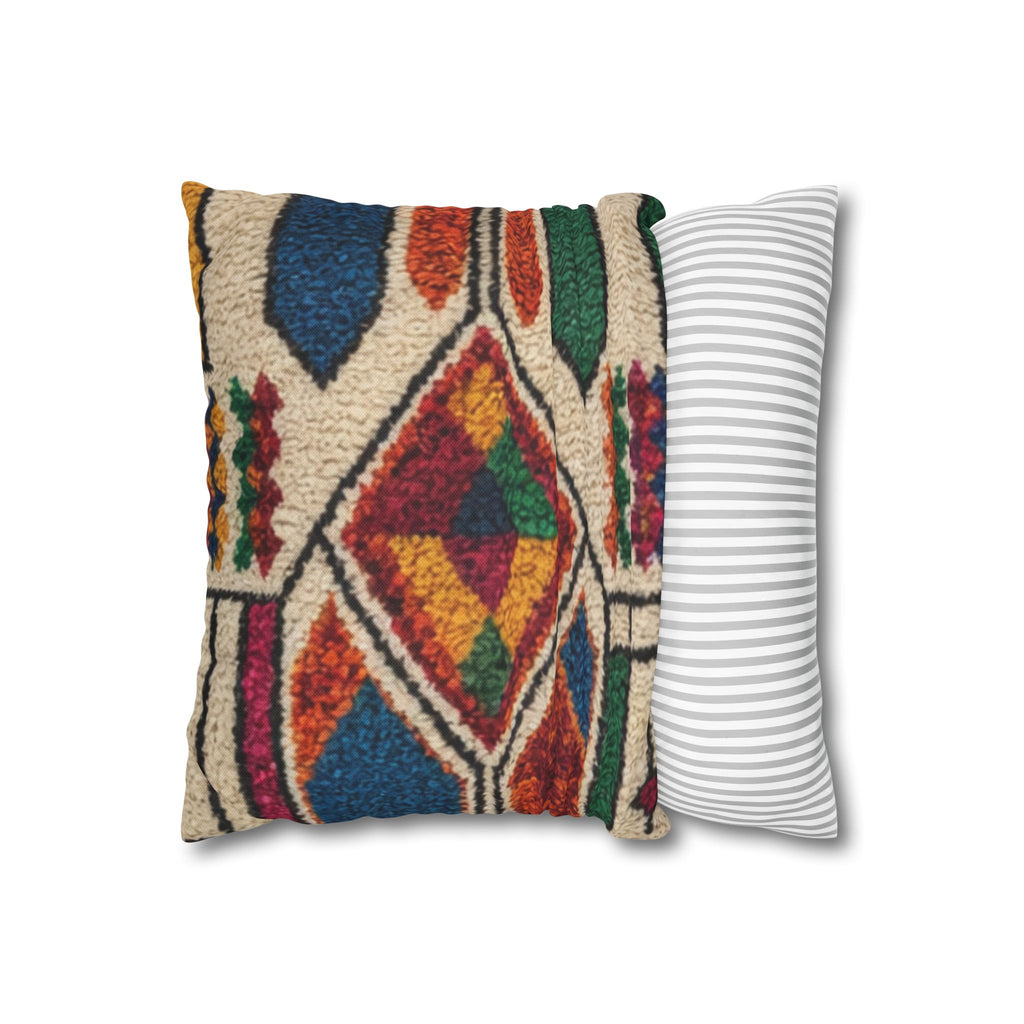 Moroccan Kilim Pattern Pillowcase Spun Polyester Square Pillowcase | Boho Geometric Throw