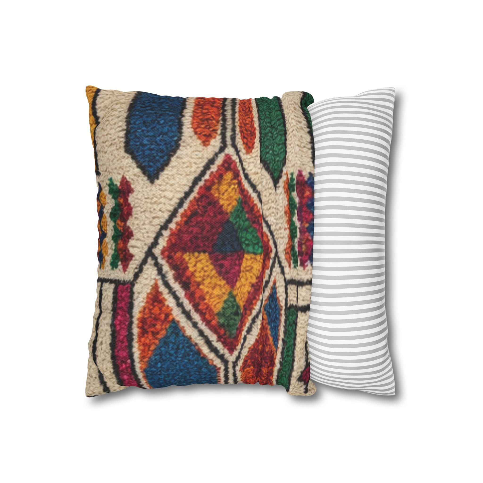 Moroccan Kilim Pattern Pillowcase Spun Polyester Square Pillowcase | Boho Geometric Throw