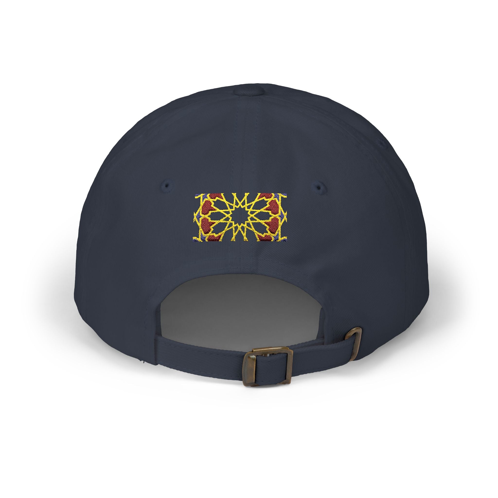 Floral Moroccan Mosaic Embroidered Dad Cap | White Cotton Baseball Hat