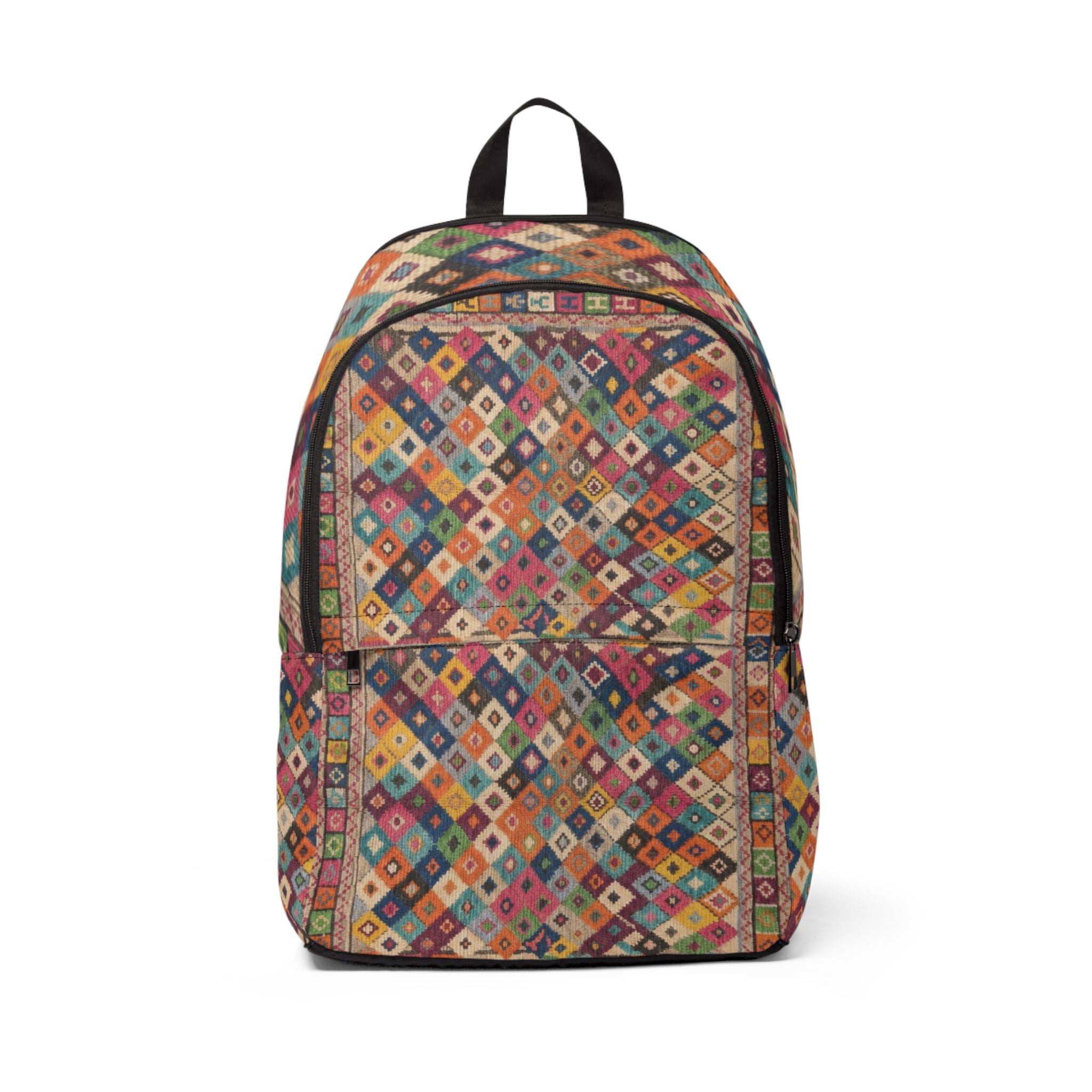 Colorful Geometric Diamond Pattern Backpack | Boho Aztec Print