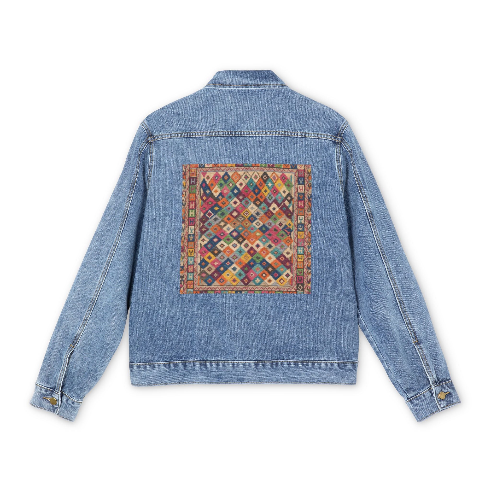 Colorful Kilim Patch Denim Jacket | Men's Denim Jacket