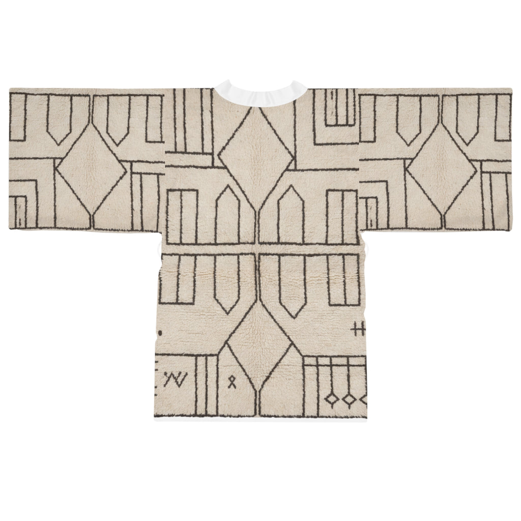 Geometric Mudcloth Pattern Kimono Robe | Long Sleeve