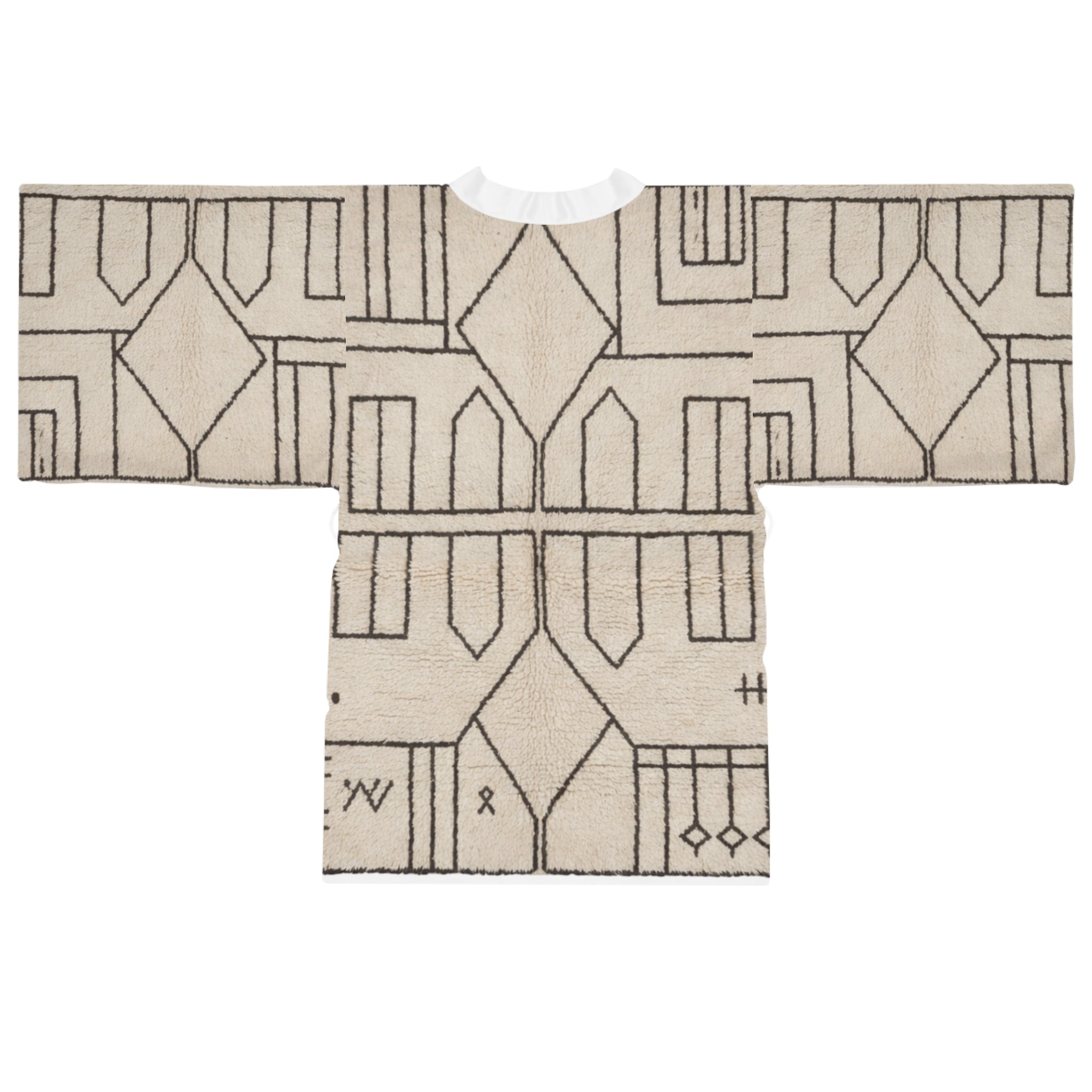 Geometric Mudcloth Pattern Kimono Robe | Long Sleeve